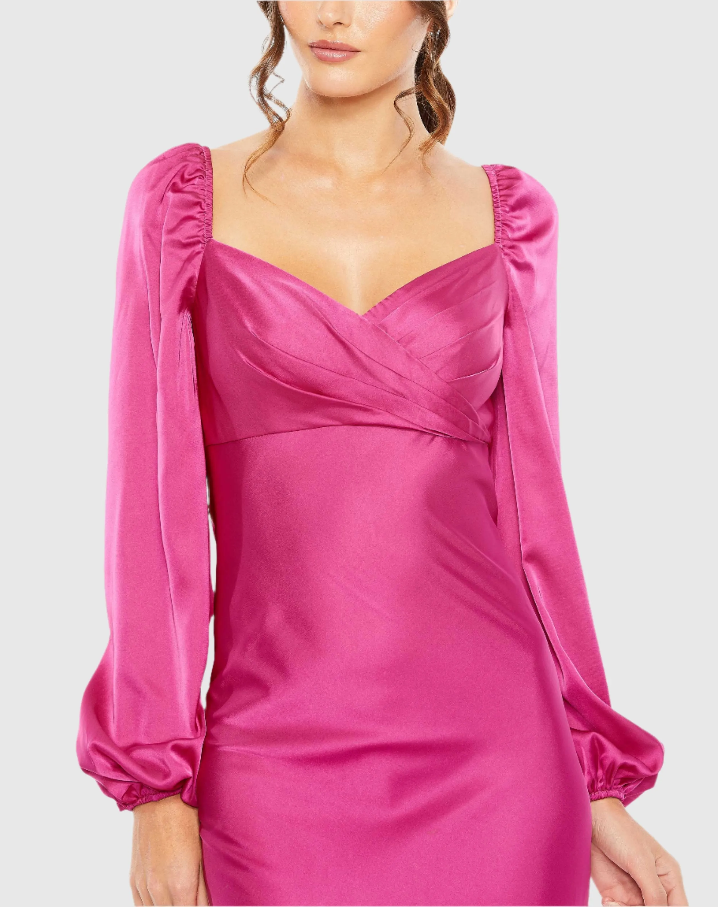 Pink Sweetheart Neckline Puff Sleeve Gown sold by Mac Duggal product image thumbnail 2