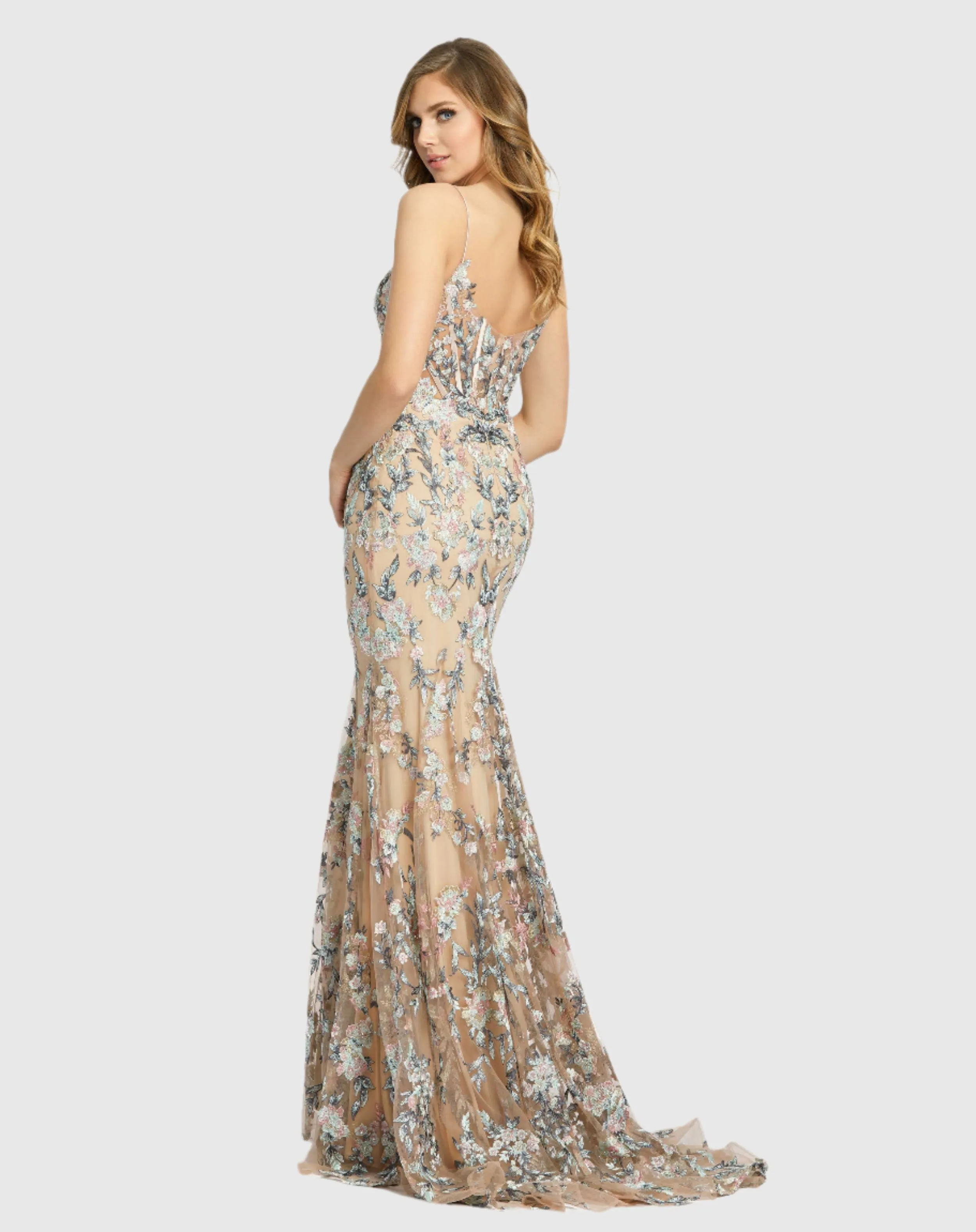Embroidered Spaghetti Strap Trumpet Gown sold by Mac Duggal product image thumbnail 3