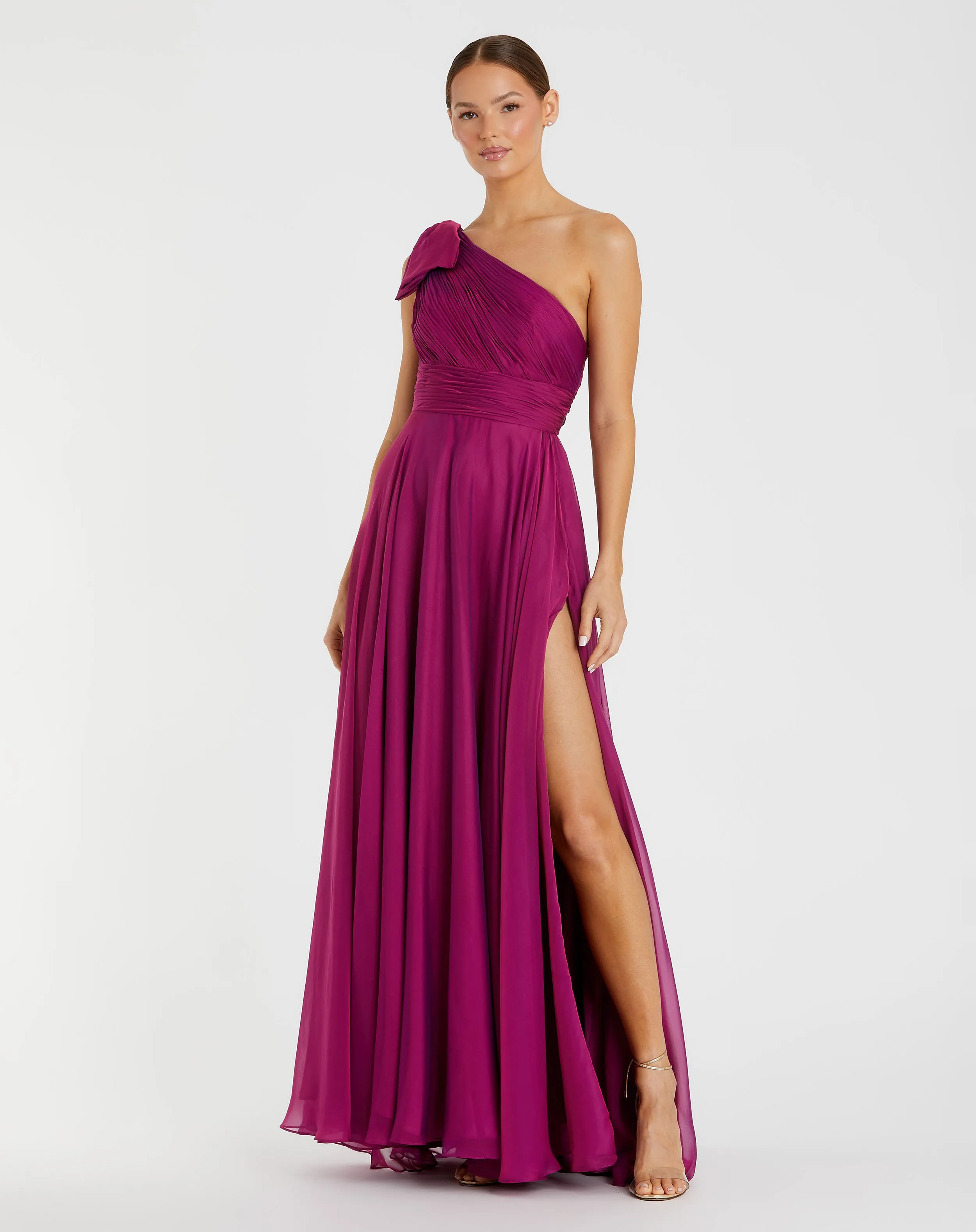 Pleated One Shoulder Chiffon Gown sold by Mac Duggal product image thumbnail 2