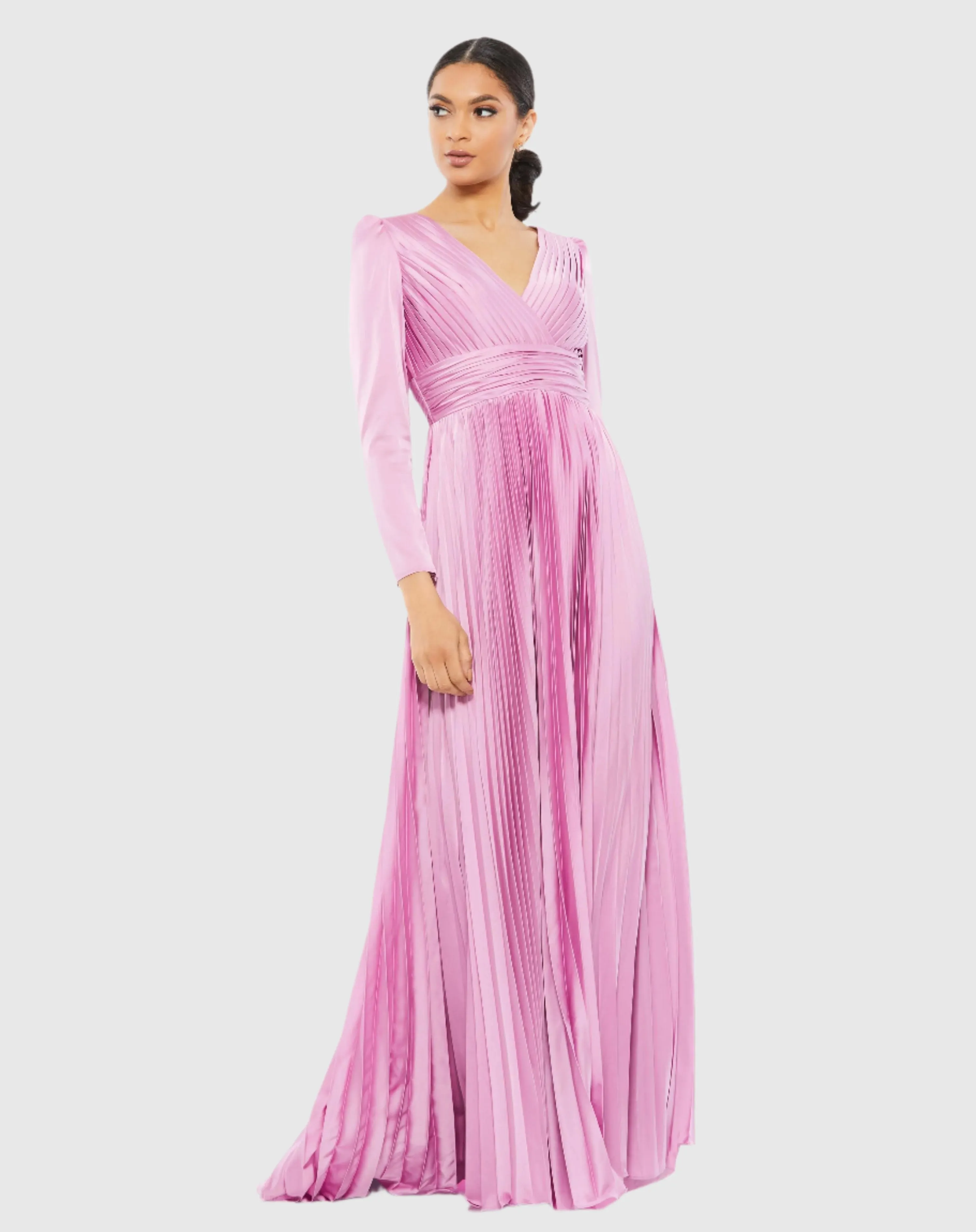 Pleated Long Sleeve V-Neck Gown sold by Mac Duggal product image thumbnail 4
