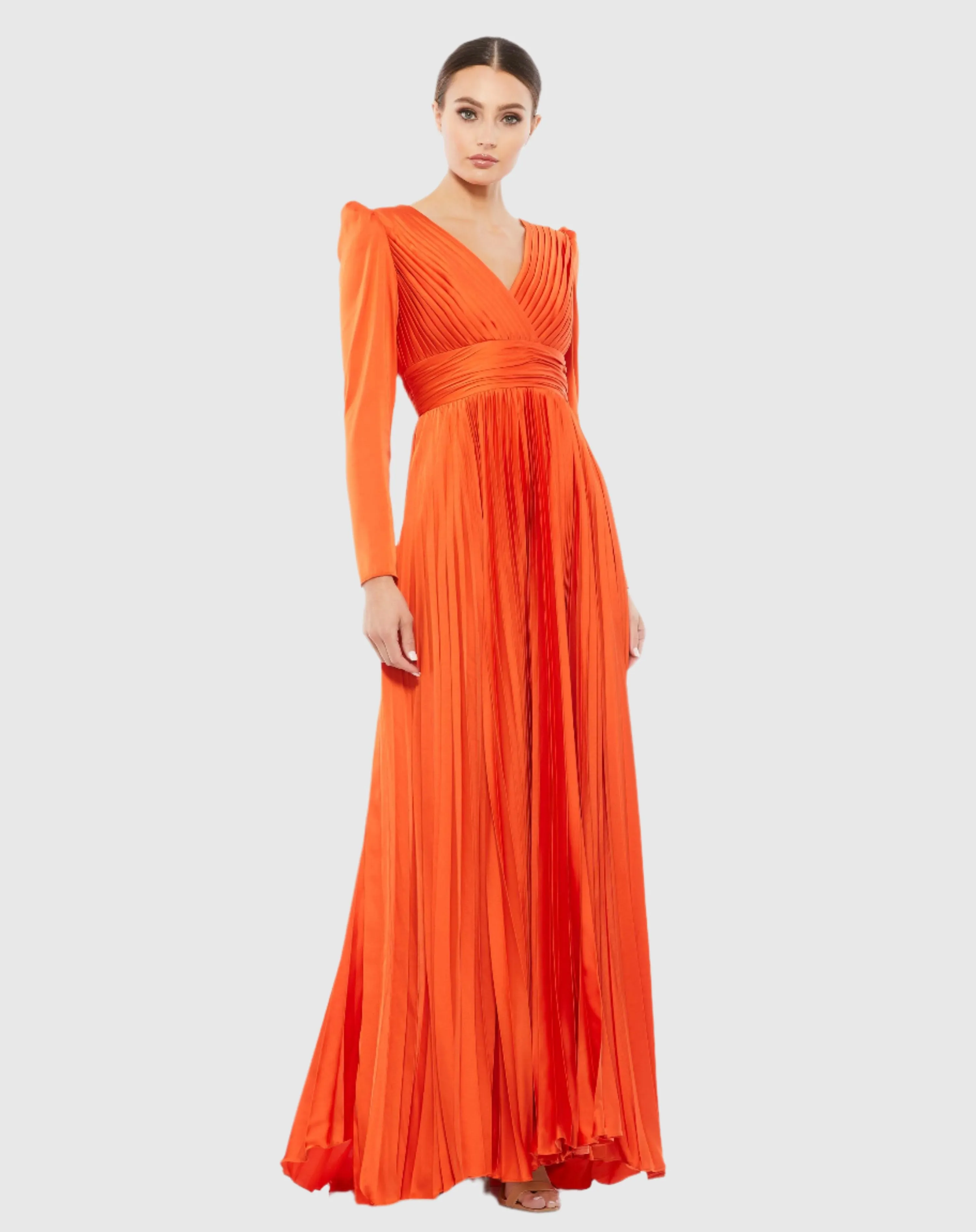 Pleated Long Sleeve V-Neck Gown sold by Mac Duggal product image thumbnail 3