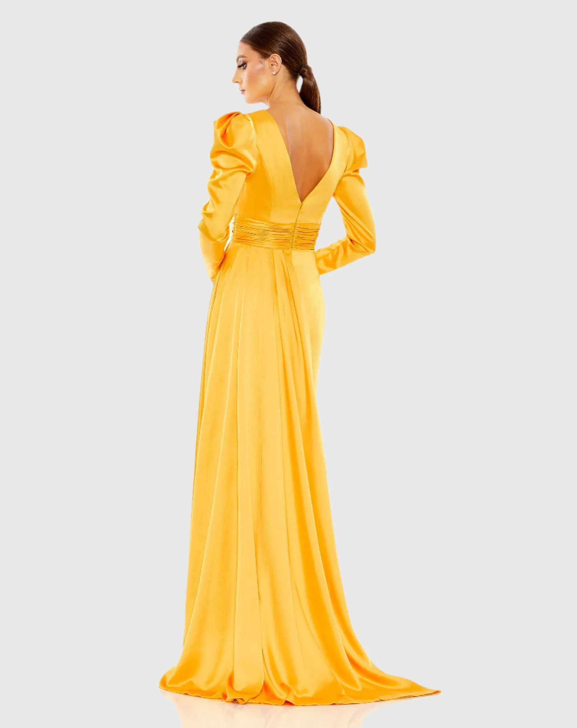 Yellow Faux Wrap Long Sleeve A Line Gown - FINAL SALE sold by Mac Duggal product image thumbnail 3