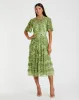 Floral Flutter Sleeve Mesh Print Dress sold by Mac Duggal