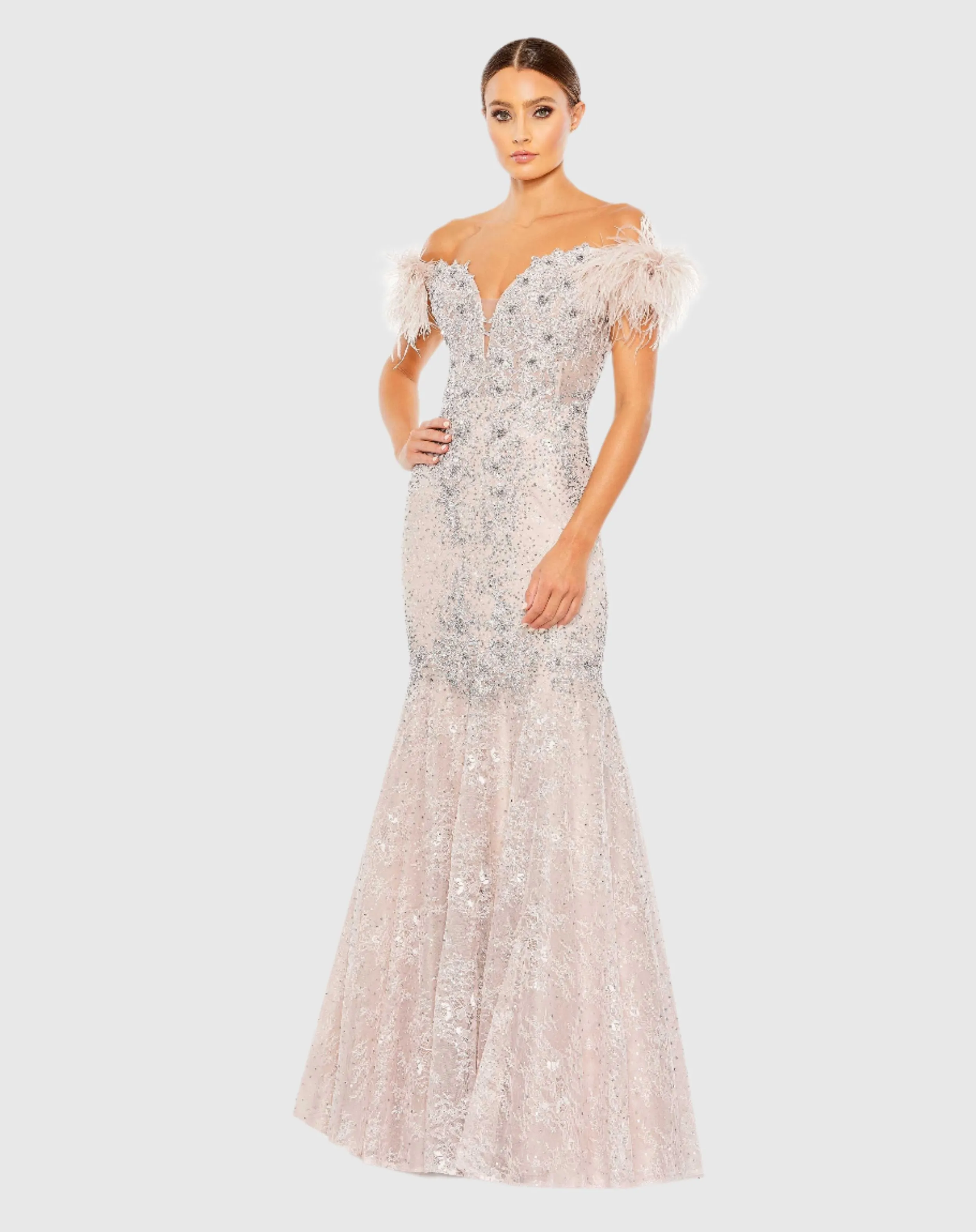 Feathered Crystal Embellished Sleeveless Gown sold by Mac Duggal product image thumbnail 2