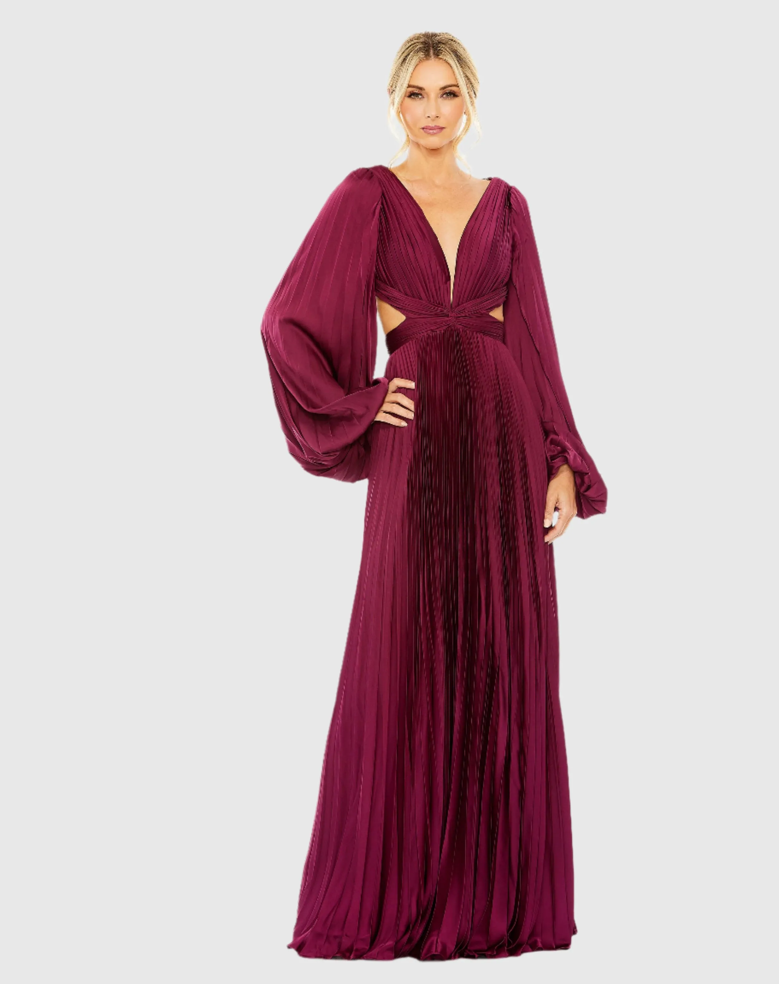 Long Sleeve Charmeuse Cut Out Gown sold by Mac Duggal product image thumbnail 3