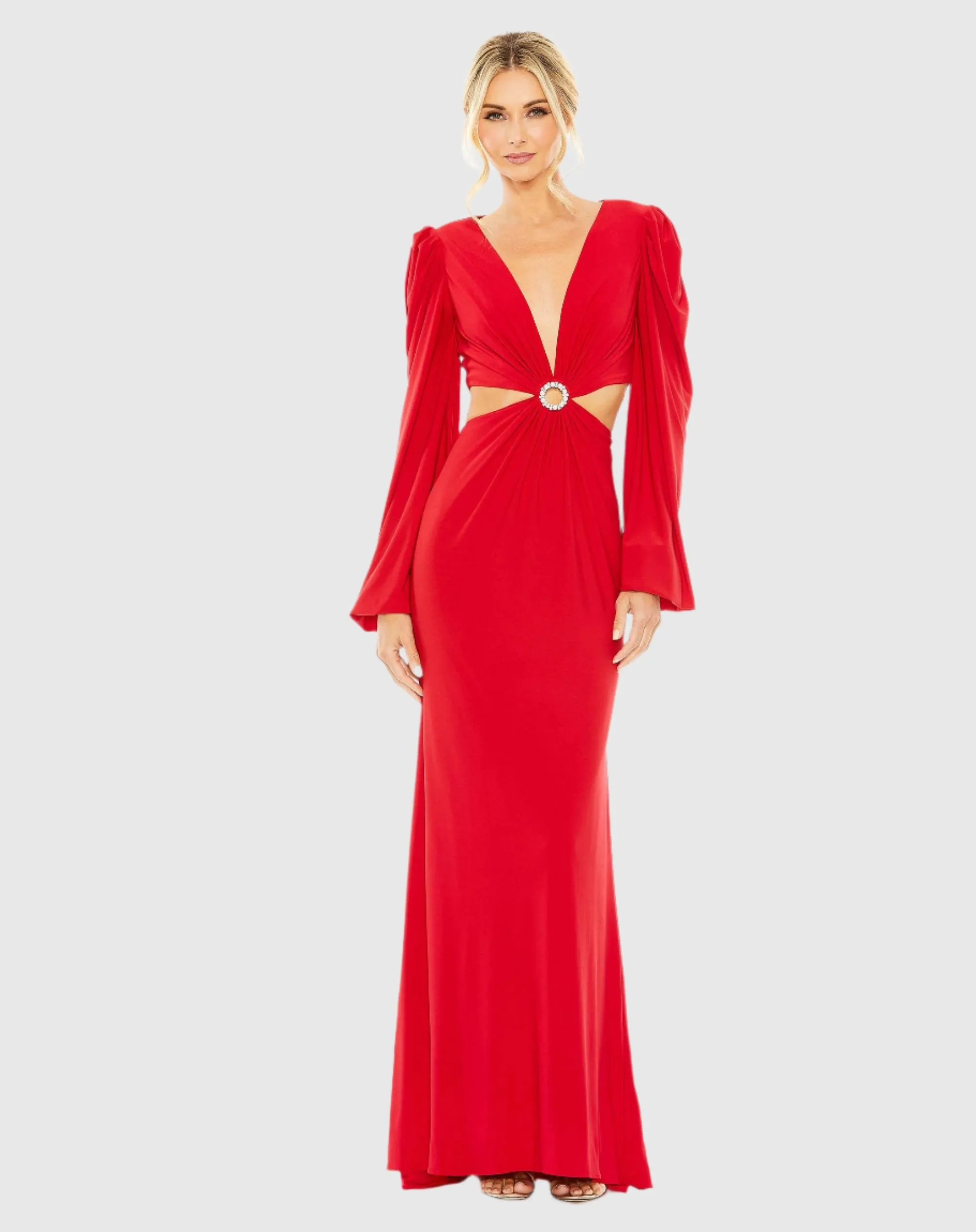 Jersey Puff Sleeve Cut Out Column Gown sold by Mac Duggal product image thumbnail 2