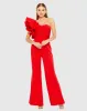 One Shoulder Ruffle Detail Flare Pant Jumpsuit sold by Mac Duggal