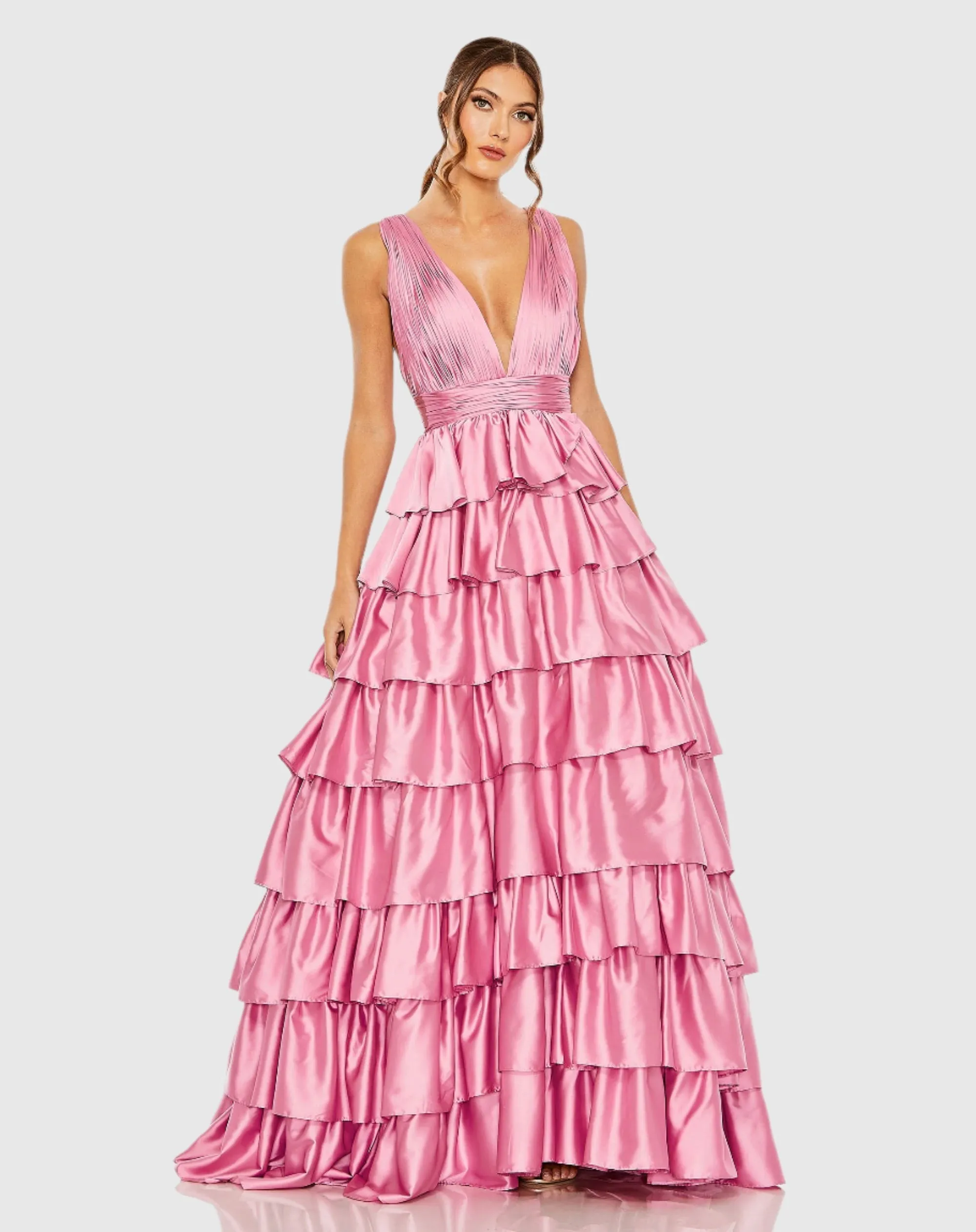 Ruffle Tiered Pleated Sleeveless V Neck Gown sold by Mac Duggal product image thumbnail 2