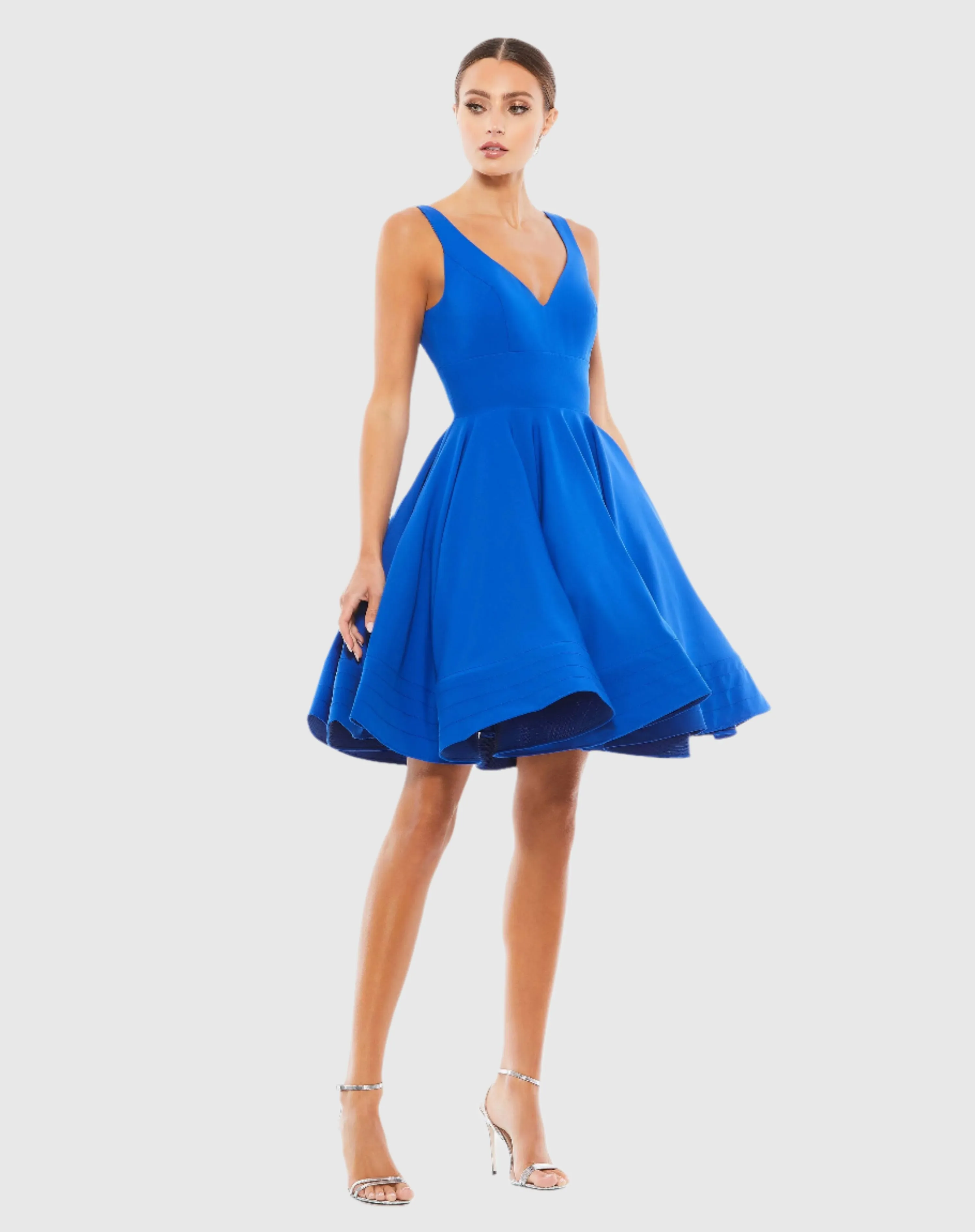 V Neck Fit & Flare Mini Dress sold by Mac Duggal product image thumbnail 4