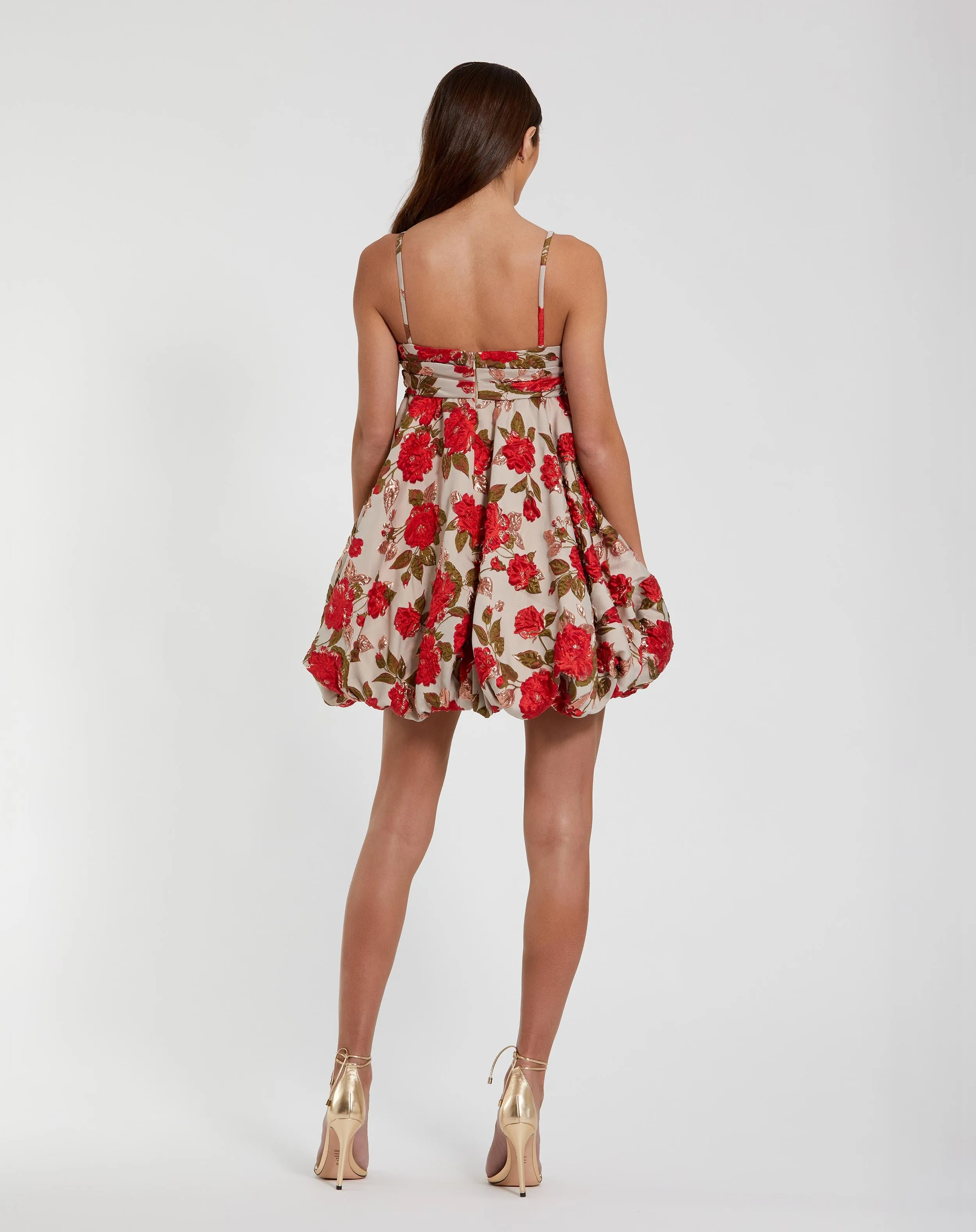 Multicolor Brocade Bubble Skirt Mini Dress with Bow sold by Mac Duggal product image thumbnail 3