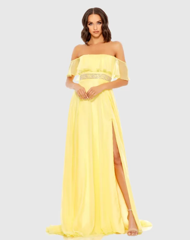 Flowy Off-the-Shoulder Gown sold by Mac Duggal