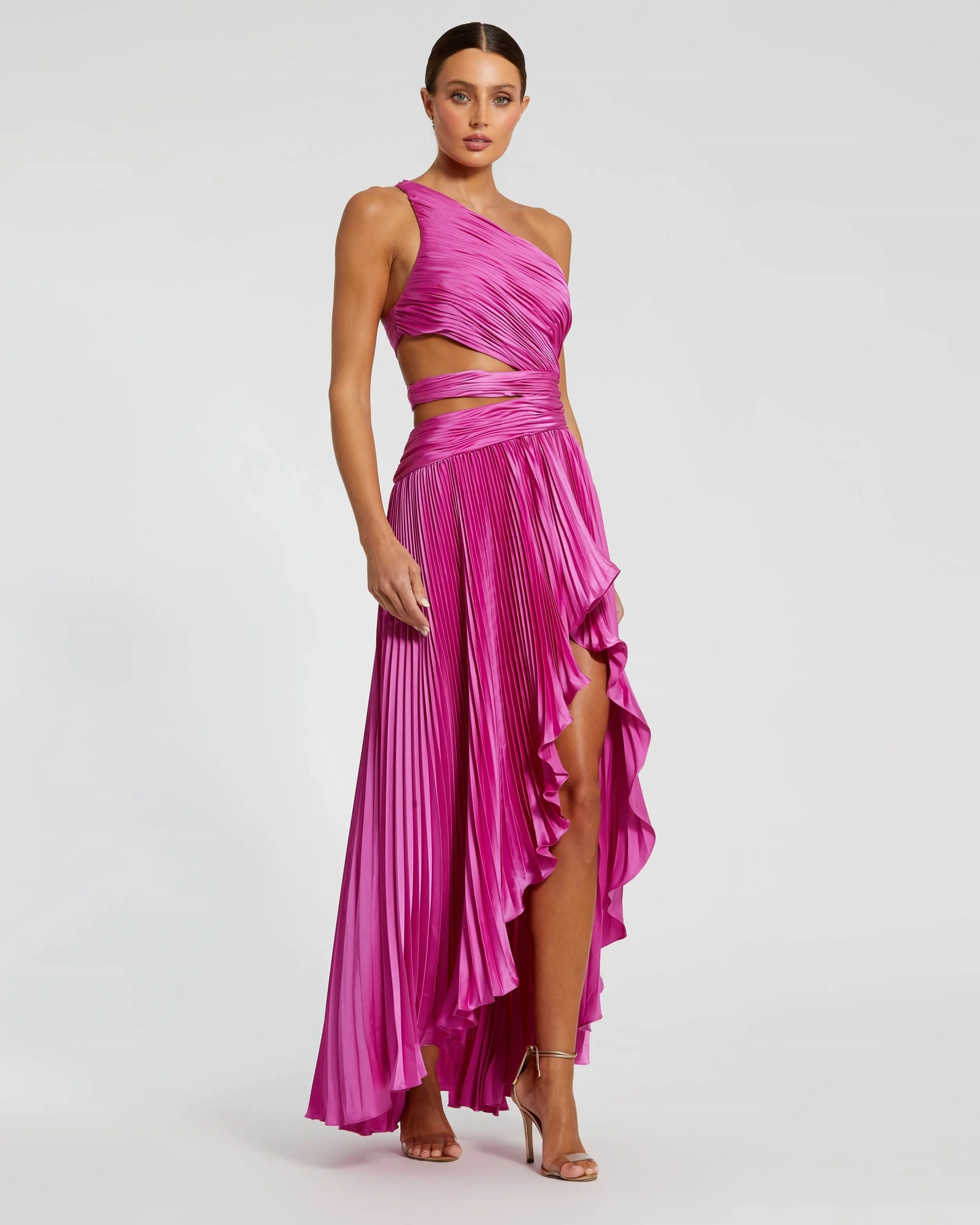 One Shoulder Pleated Charmeuse Gown with Slit sold by Mac Duggal product image thumbnail 2