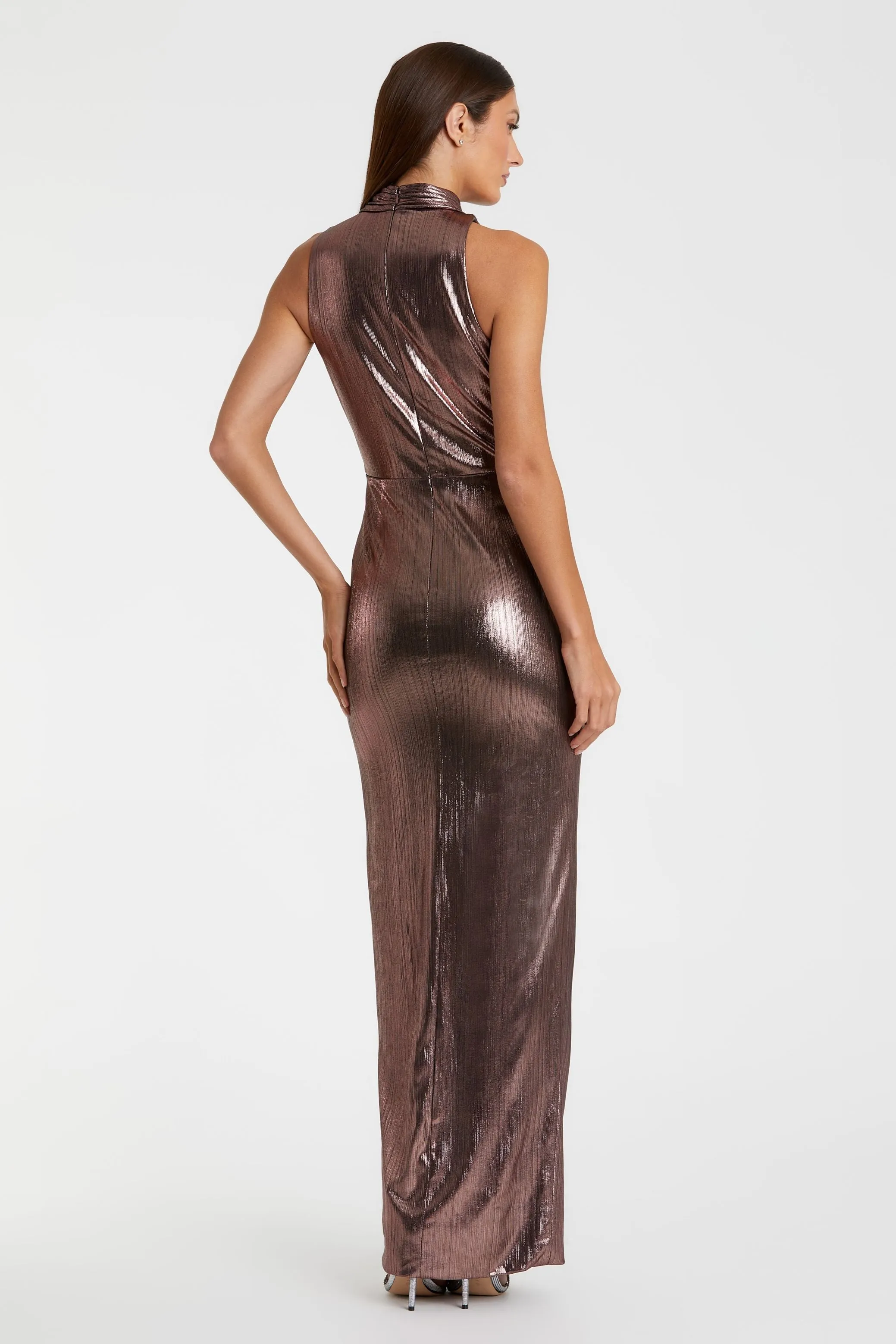 Brown High Neck Sleeveless Gown sold by Mac Duggal product image thumbnail 3