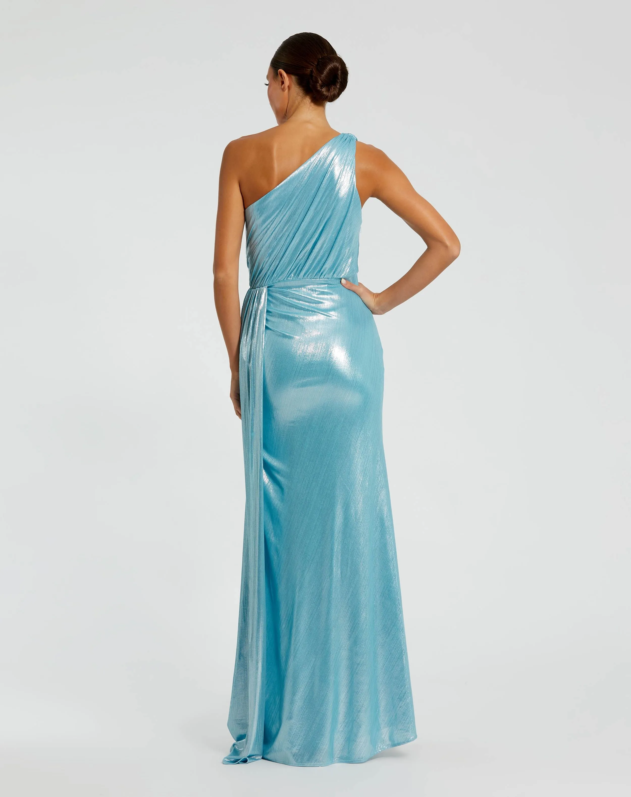 Blue One Shoulder Draped Gown - FINAL SALE sold by Mac Duggal product image thumbnail 3