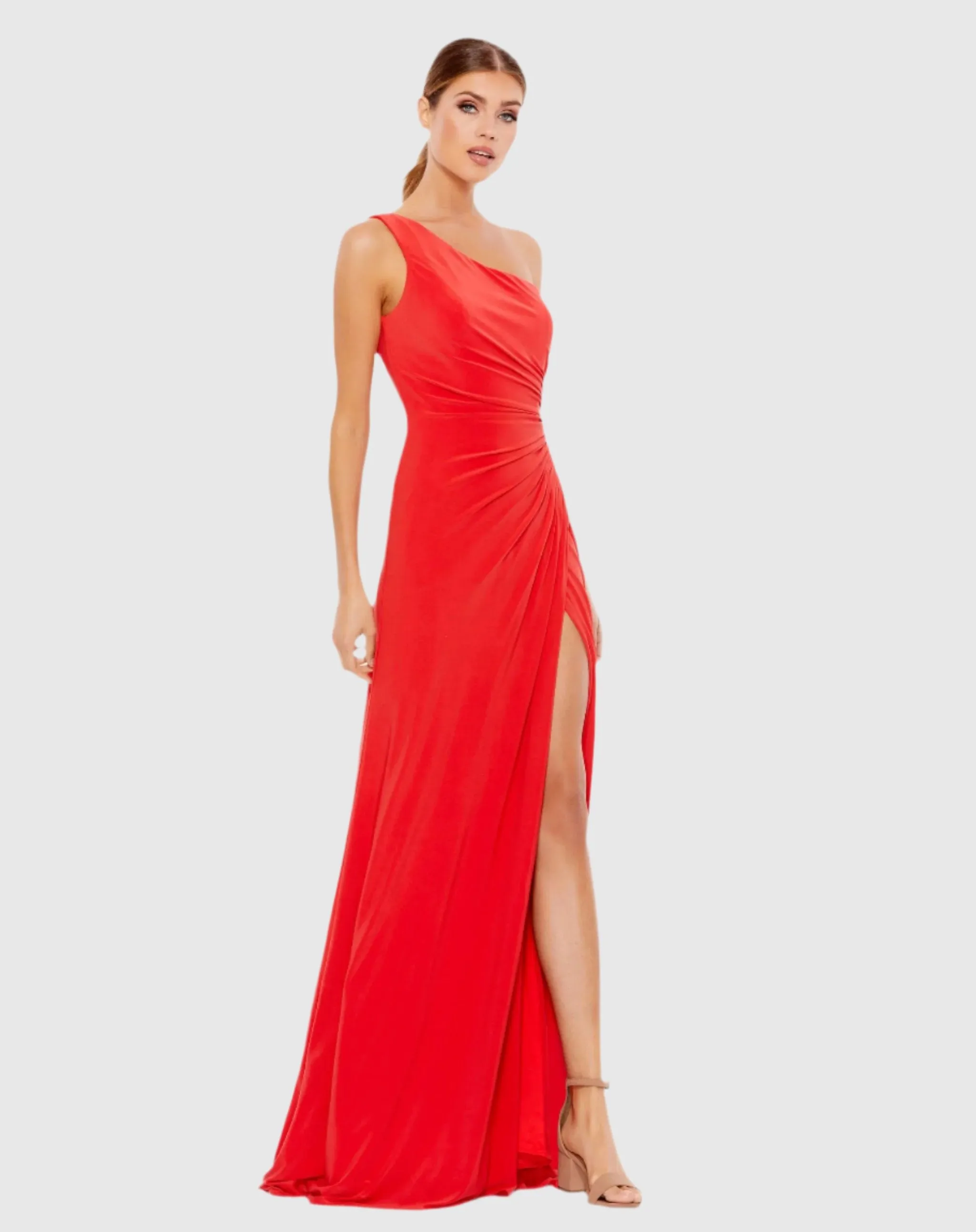One Shoulder Ruched Jersey Evening Gown sold by Mac Duggal product image thumbnail 2