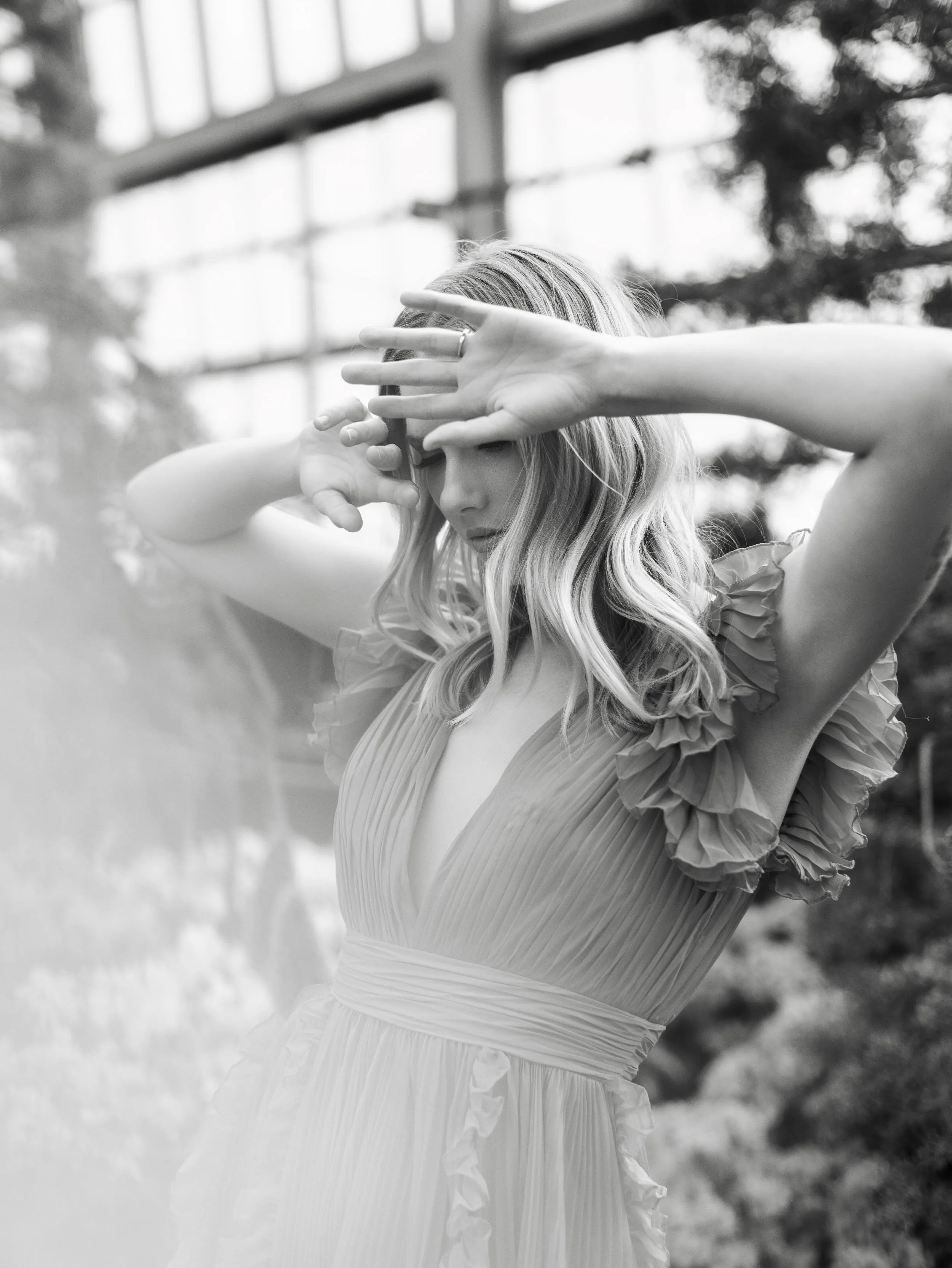 Purple Pleated Ruffle Cap Sleeve Flowy A Line Gown sold by Mac Duggal product image thumbnail 4