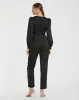 Black Front Twist Puff Sleeve Deep V Jumpsuit sold by Mac Duggal