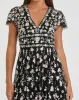 Black Multicolor Embroidered V Neck Cap Sleeve Midi Dress sold by Mac Duggal