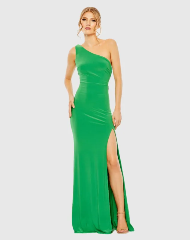 Green Jersey One Shoulder Draped Back Gown - FINAL SALE sold by Mac Duggal