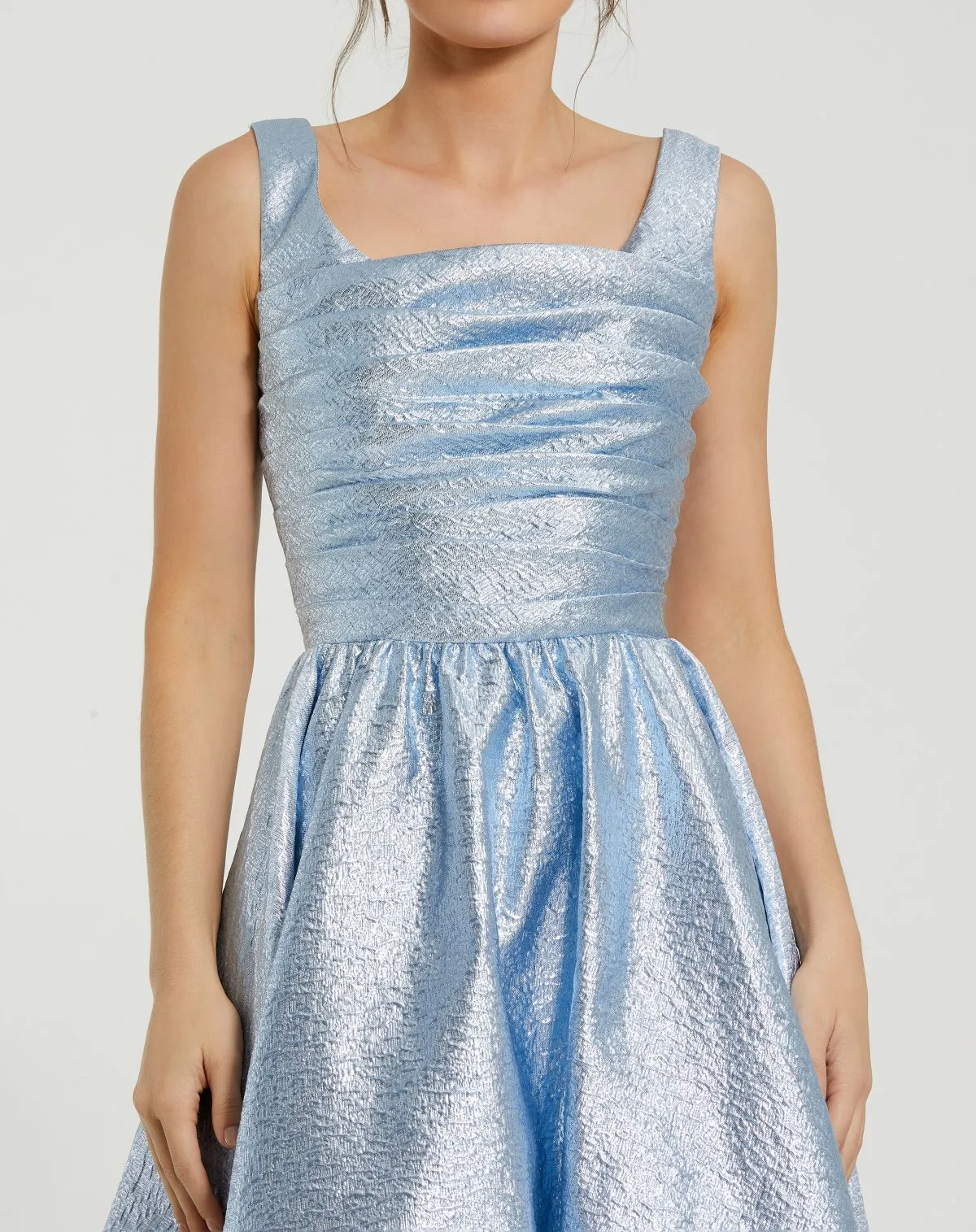 Blue Taffeta Square Neck Sleeveless A-Line Midi Dress sold by Mac Duggal product image thumbnail 2