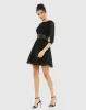 Black Shimmer Infused Pleated Mini Dress sold by Mac Duggal