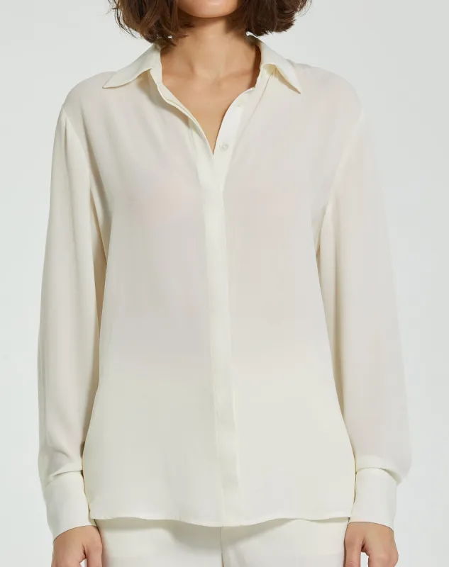 The Bentley Long Sleeve Button Up Georgette Blouse - FINAL SALE sold by Mac Duggal