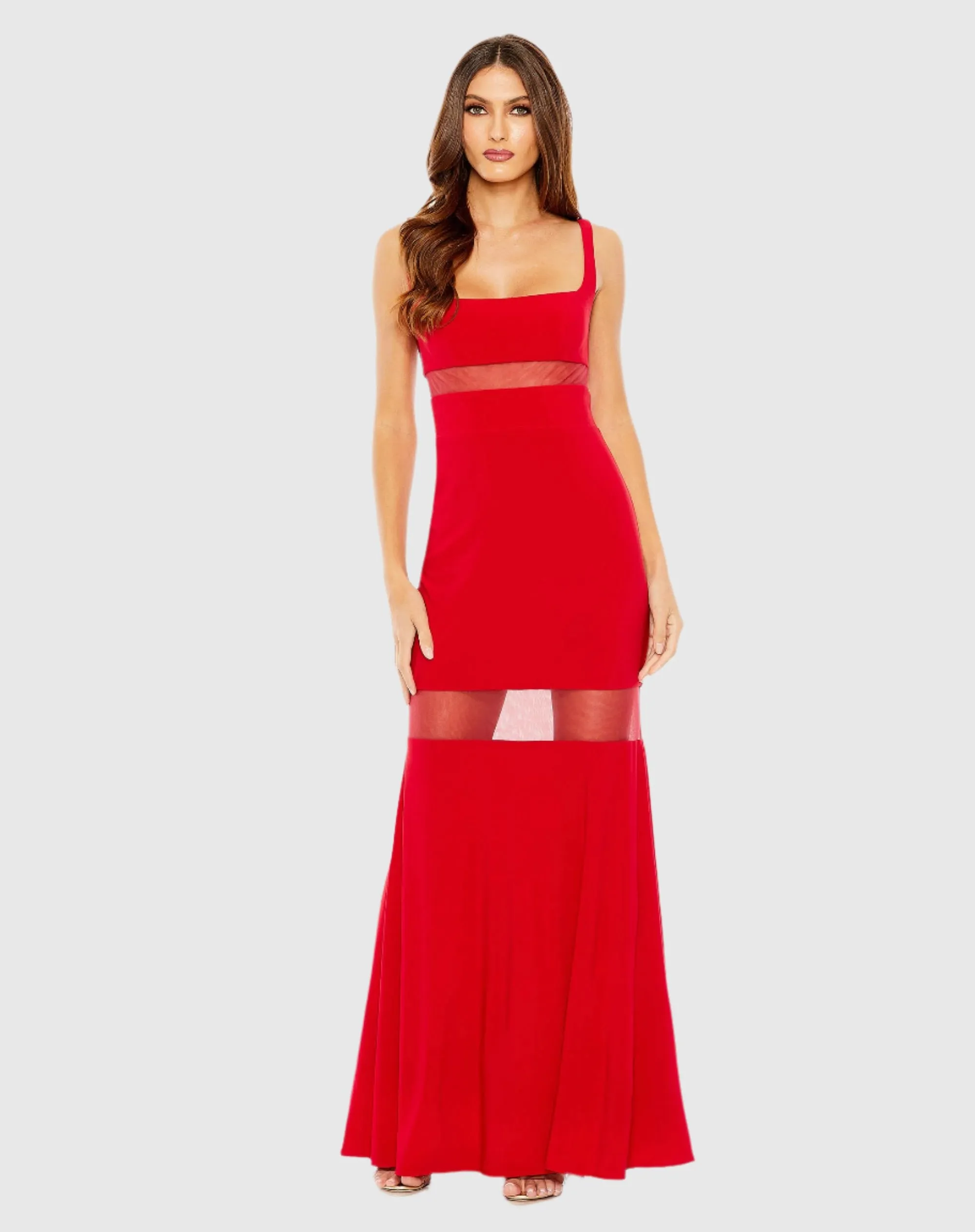 Sheer Mesh Panel Detail Column Gown sold by Mac Duggal product image thumbnail 2