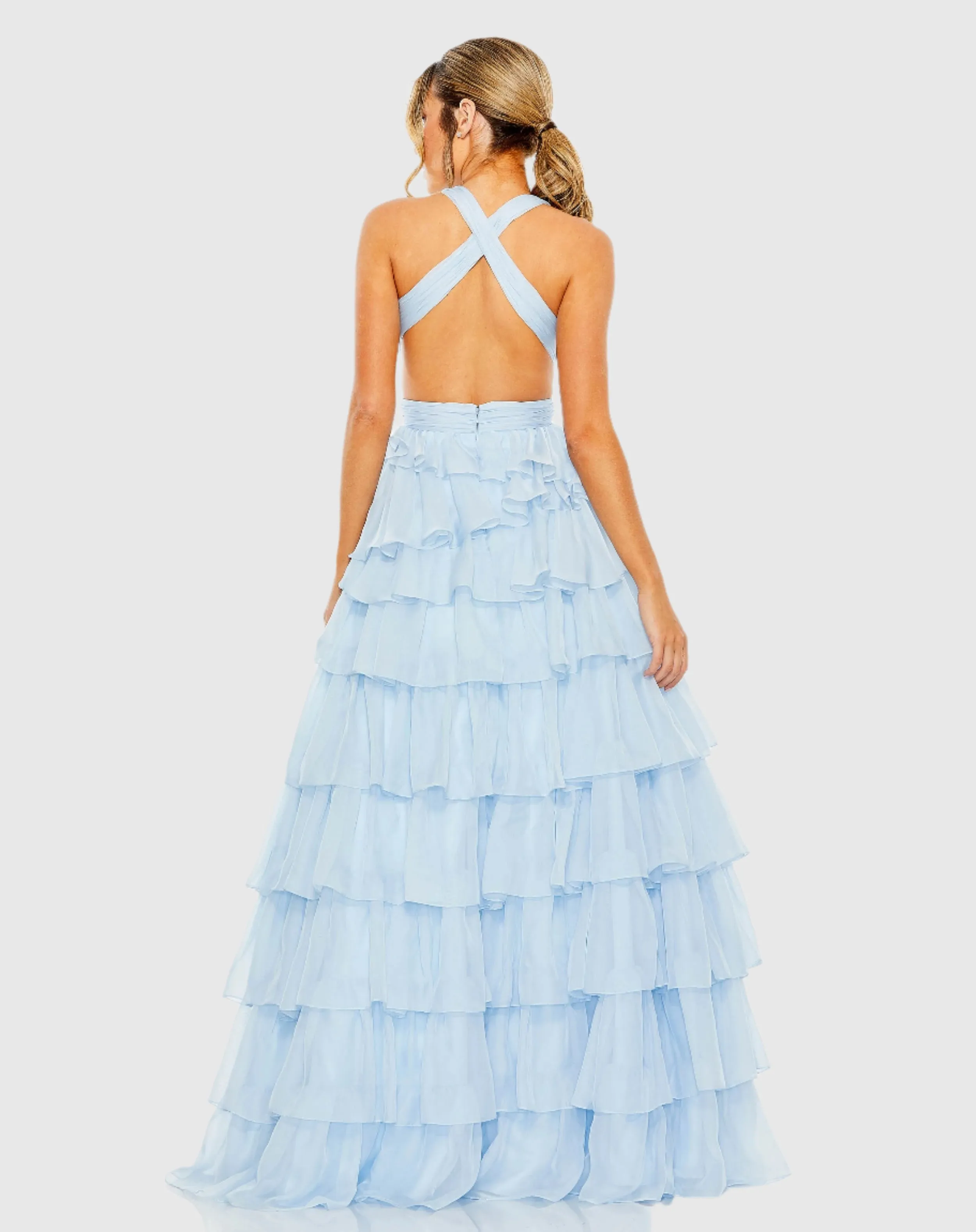 Blue Chiffon Layered Cut Out Ballgown sold by Mac Duggal product image thumbnail 2