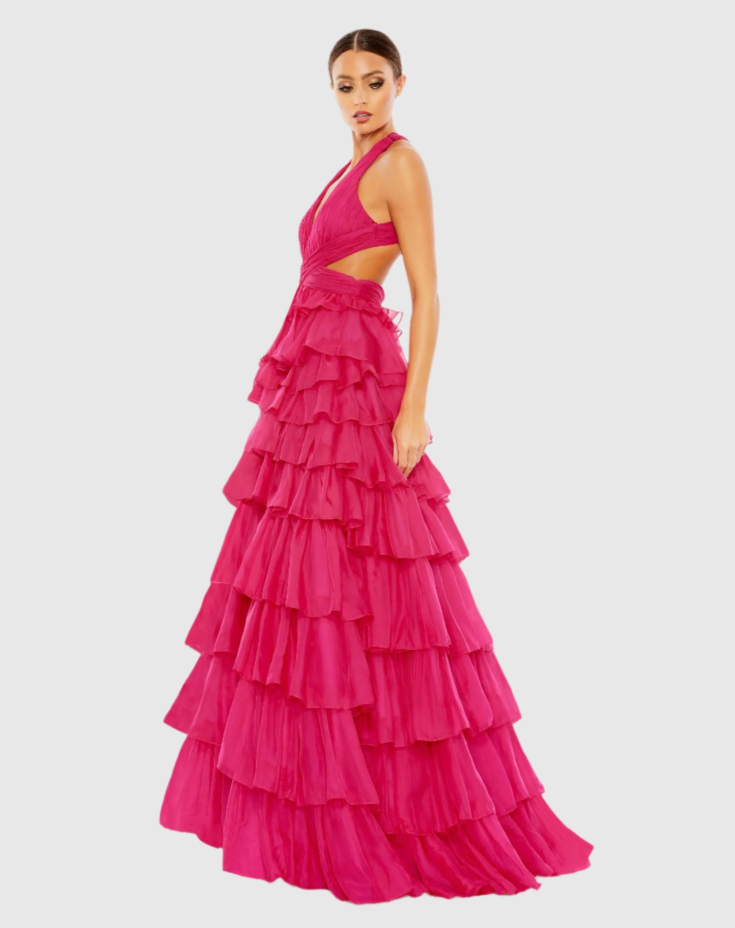 Pink Chiffon Layered Cut Out Ballgown sold by Mac Duggal product image thumbnail 3