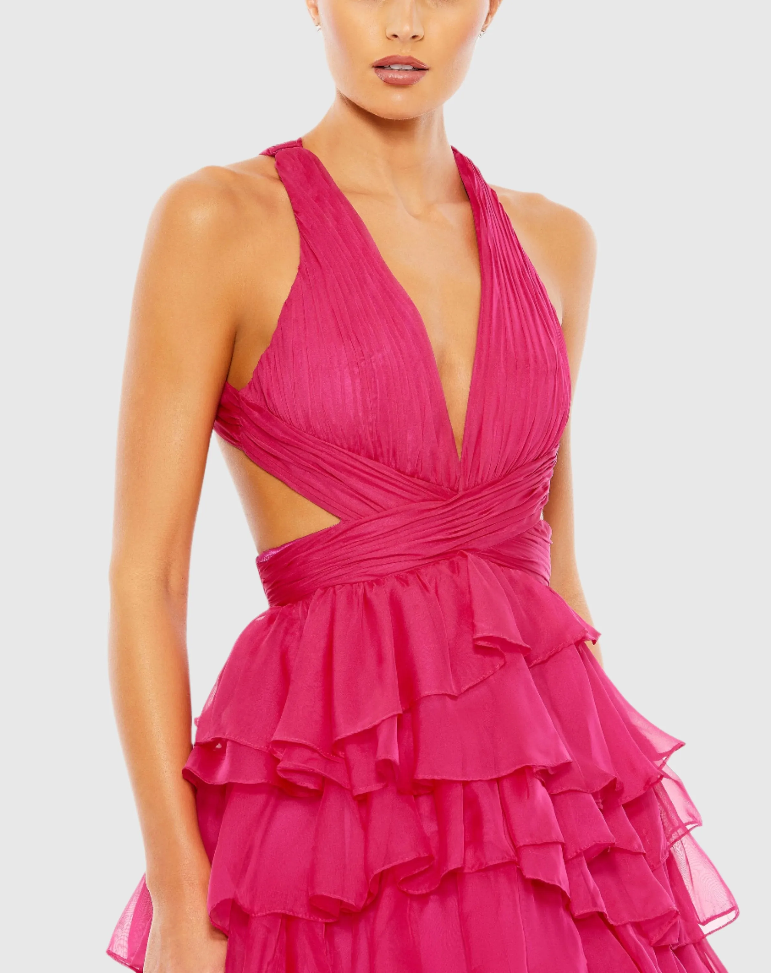 Pink Chiffon Layered Cut Out Ballgown sold by Mac Duggal product image thumbnail 2