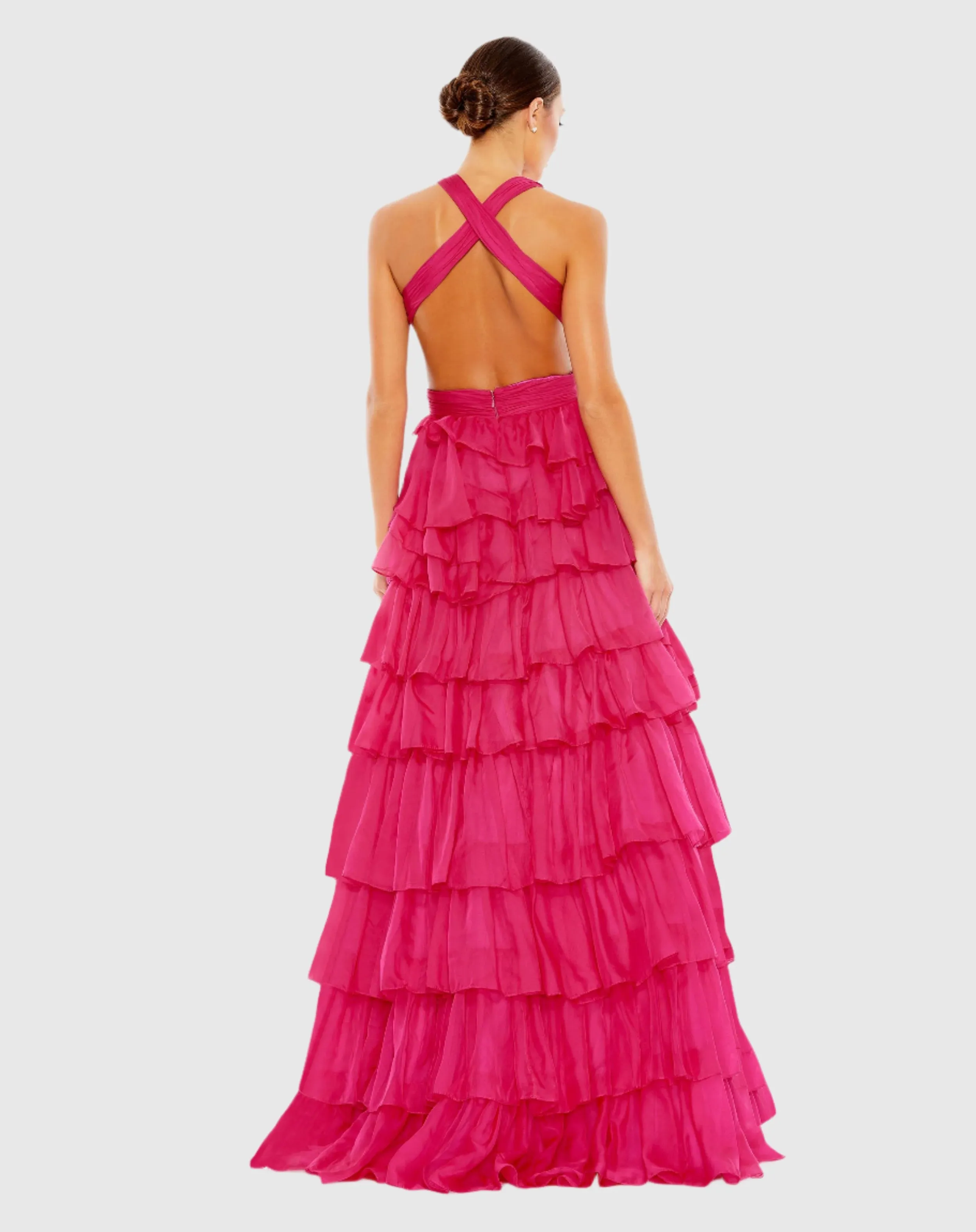Pink Chiffon Layered Cut Out Ballgown sold by Mac Duggal product image thumbnail 4