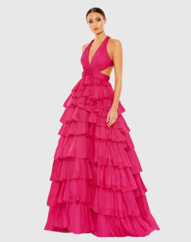 Pink Chiffon Layered Cut Out Ballgown sold by Mac Duggal