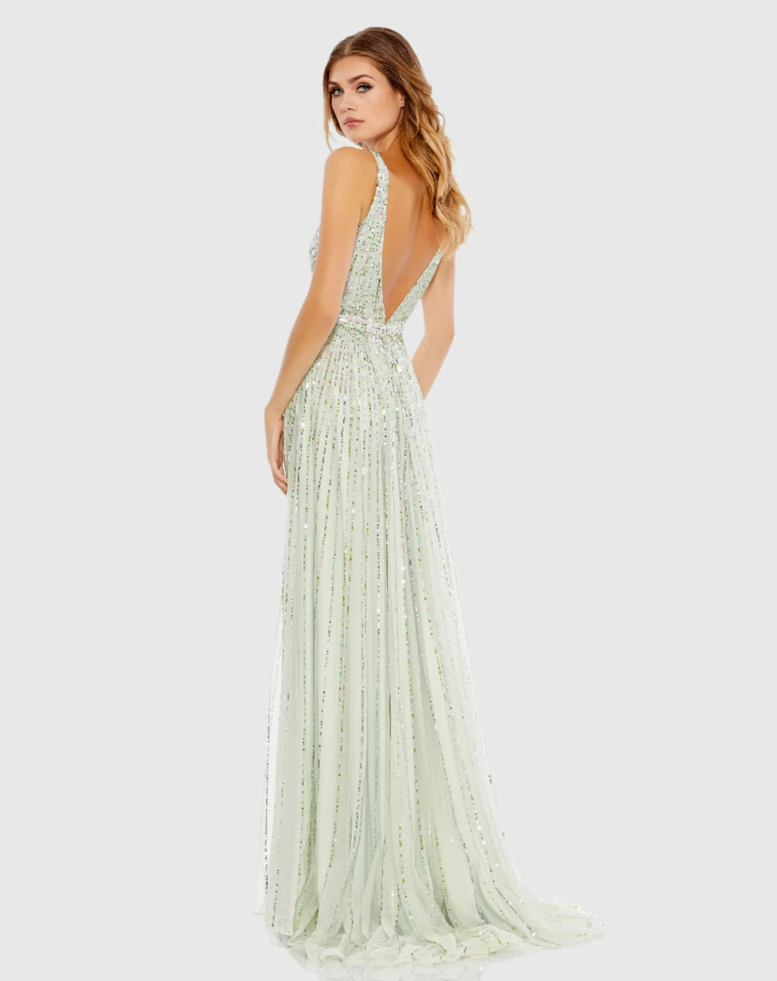 Green Sequin Plunge Neck Gown sold by Mac Duggal product image thumbnail 3