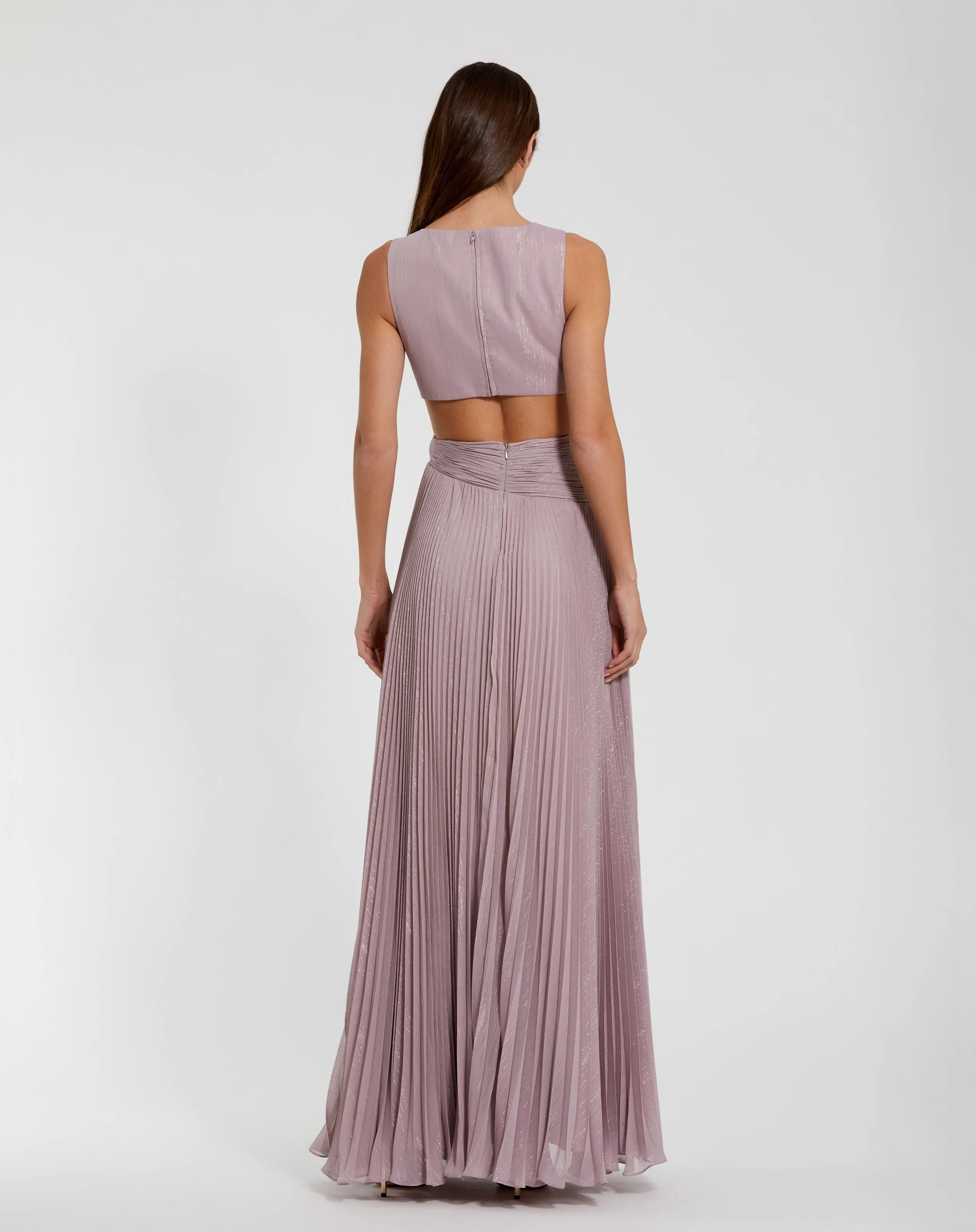 Purple Ruched Chiffon Sleeveless Gown With 3D Flower sold by Mac Duggal product image thumbnail 3