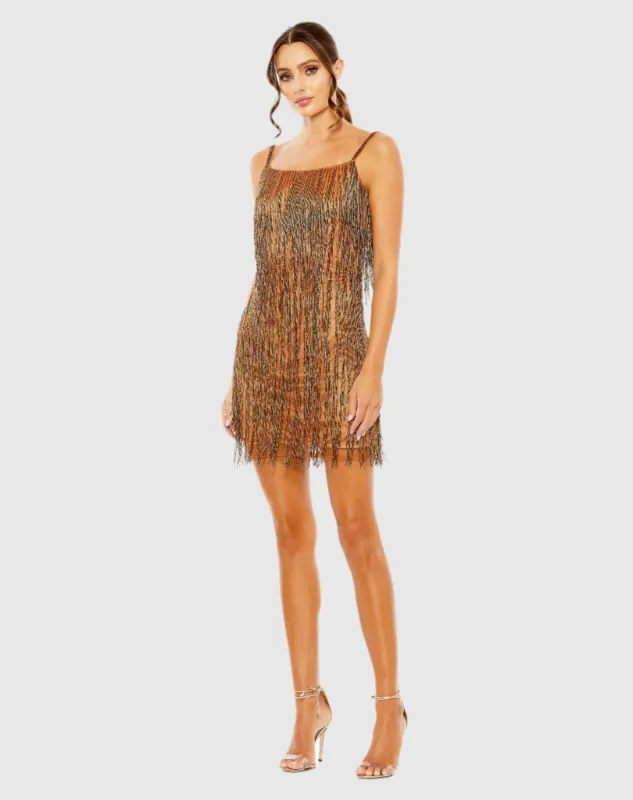 Scoop Neck Embellished Beaded Fringe Dress sold by Mac Duggal