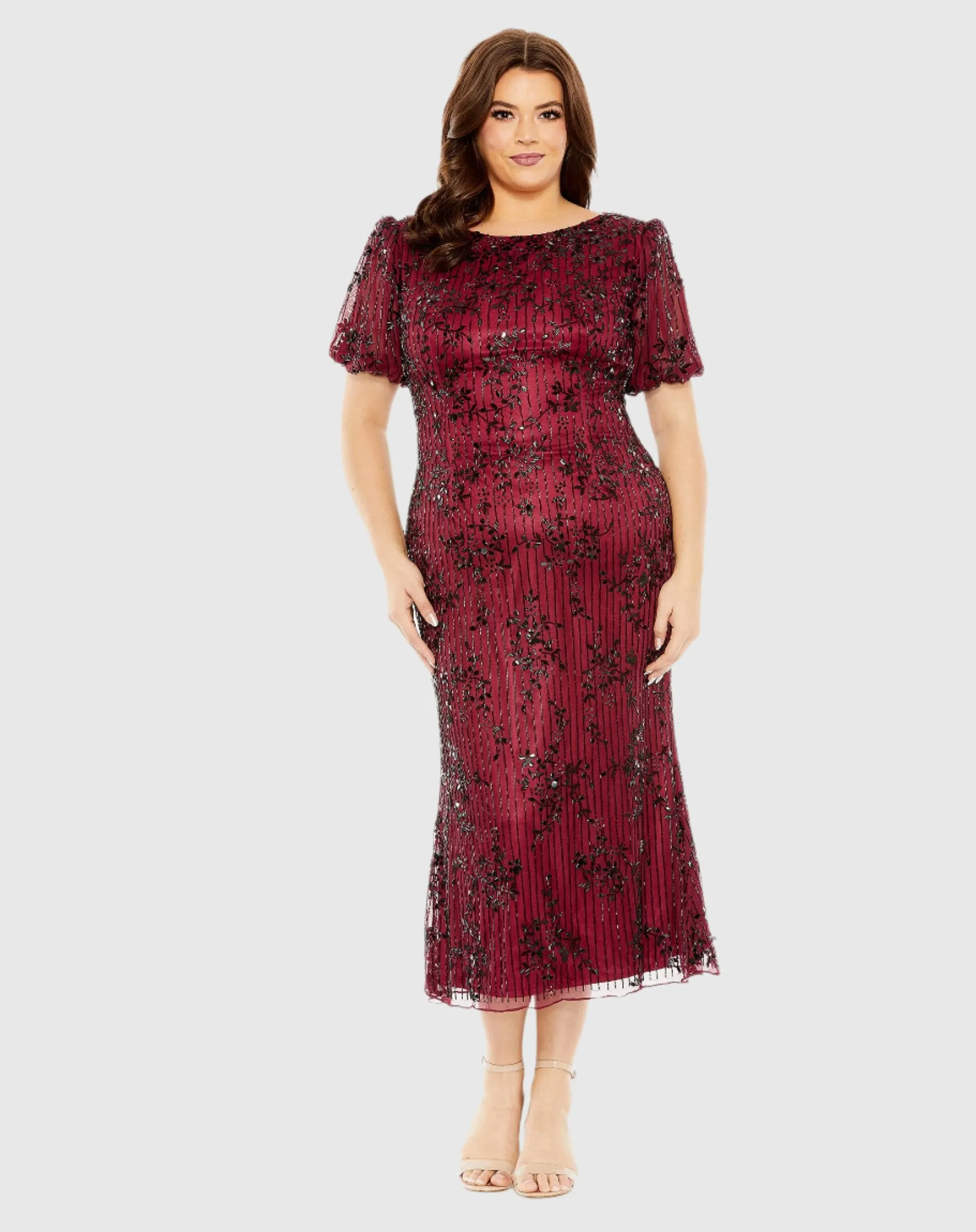 High Neck Puff Sleeve Embellished Dress sold by Mac Duggal