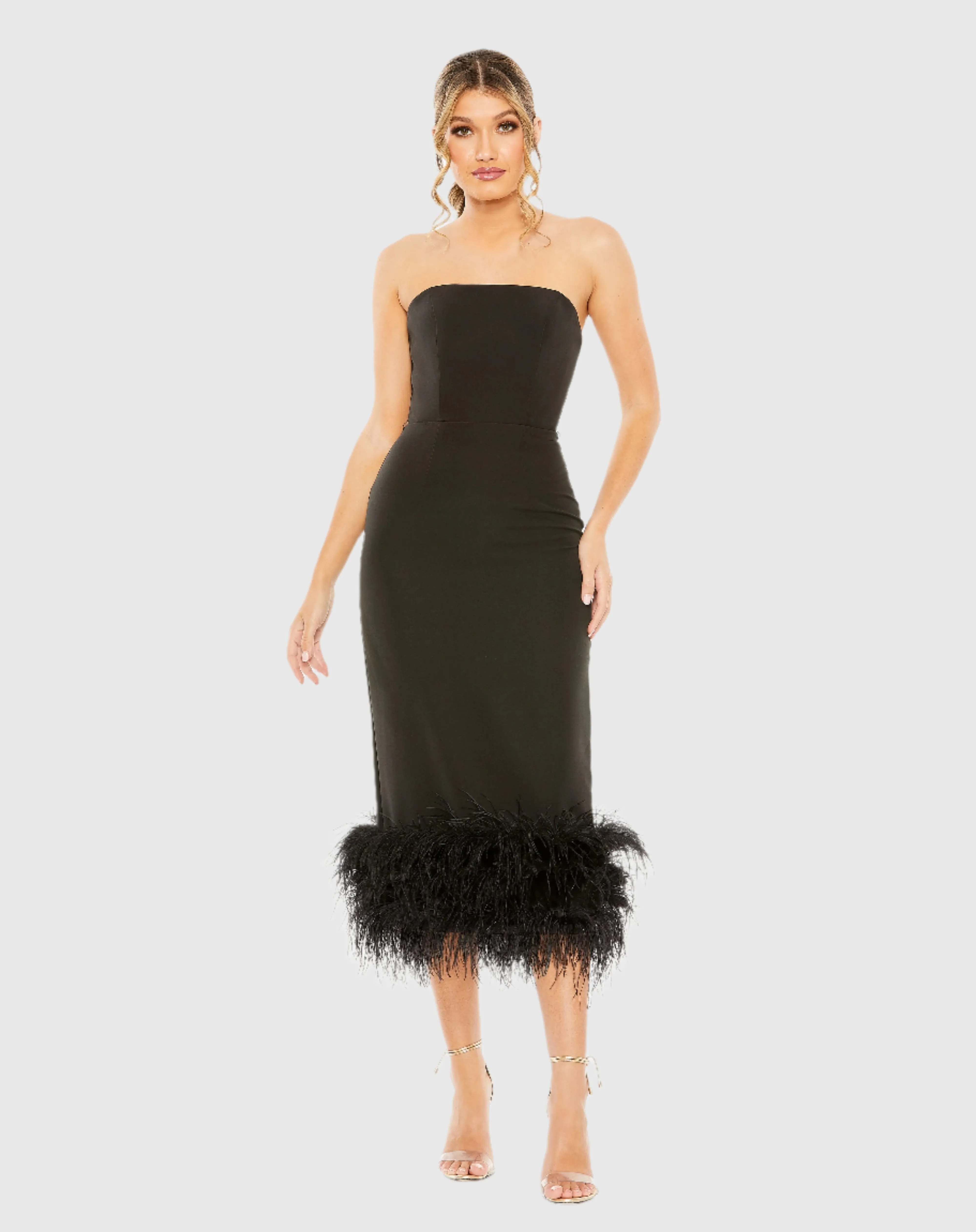 Strapless Column Dress with Feather Trim sold by Mac Duggal product image thumbnail 2