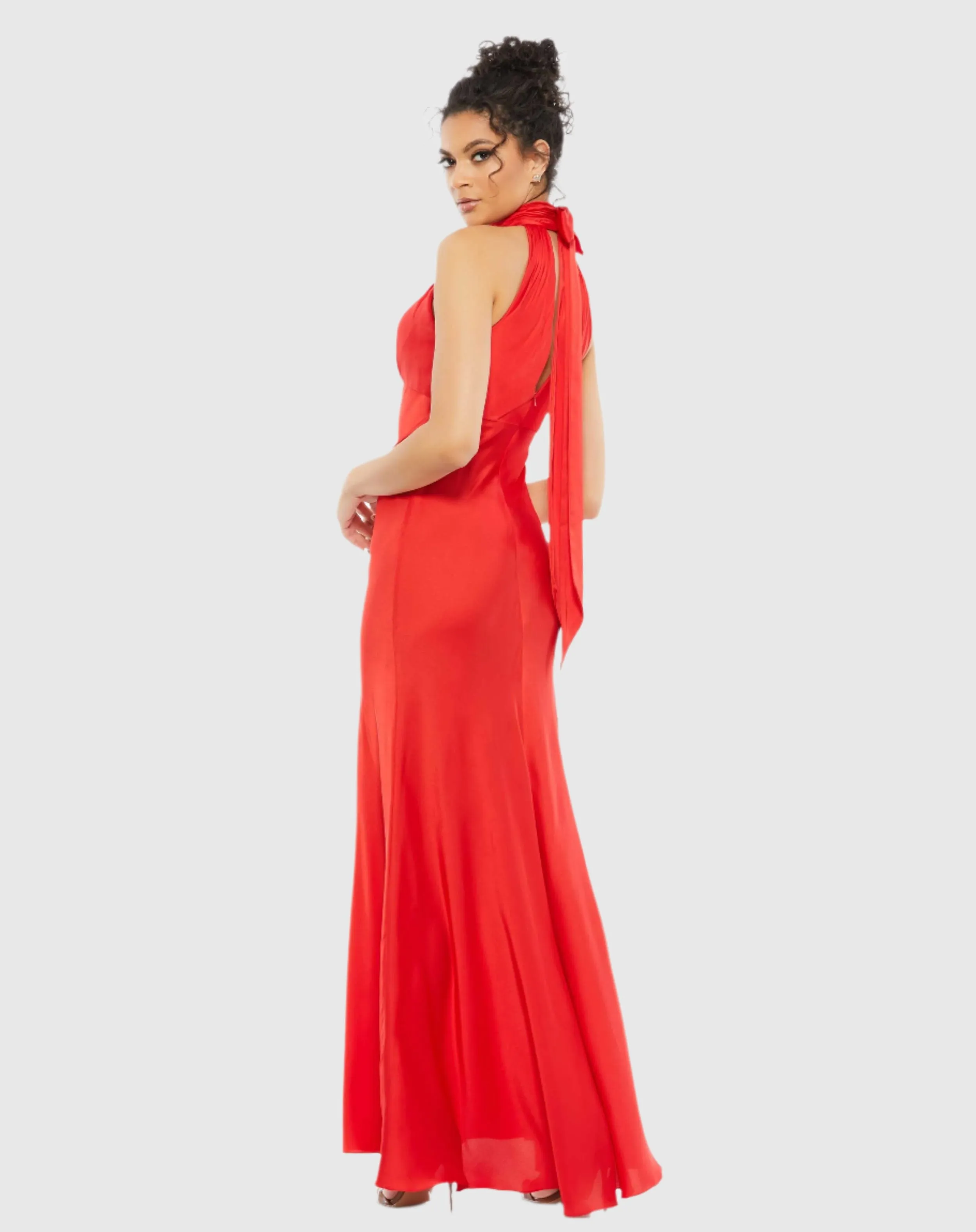 Red Keyhole Halter Empire Waist Gown sold by Mac Duggal product image thumbnail 3