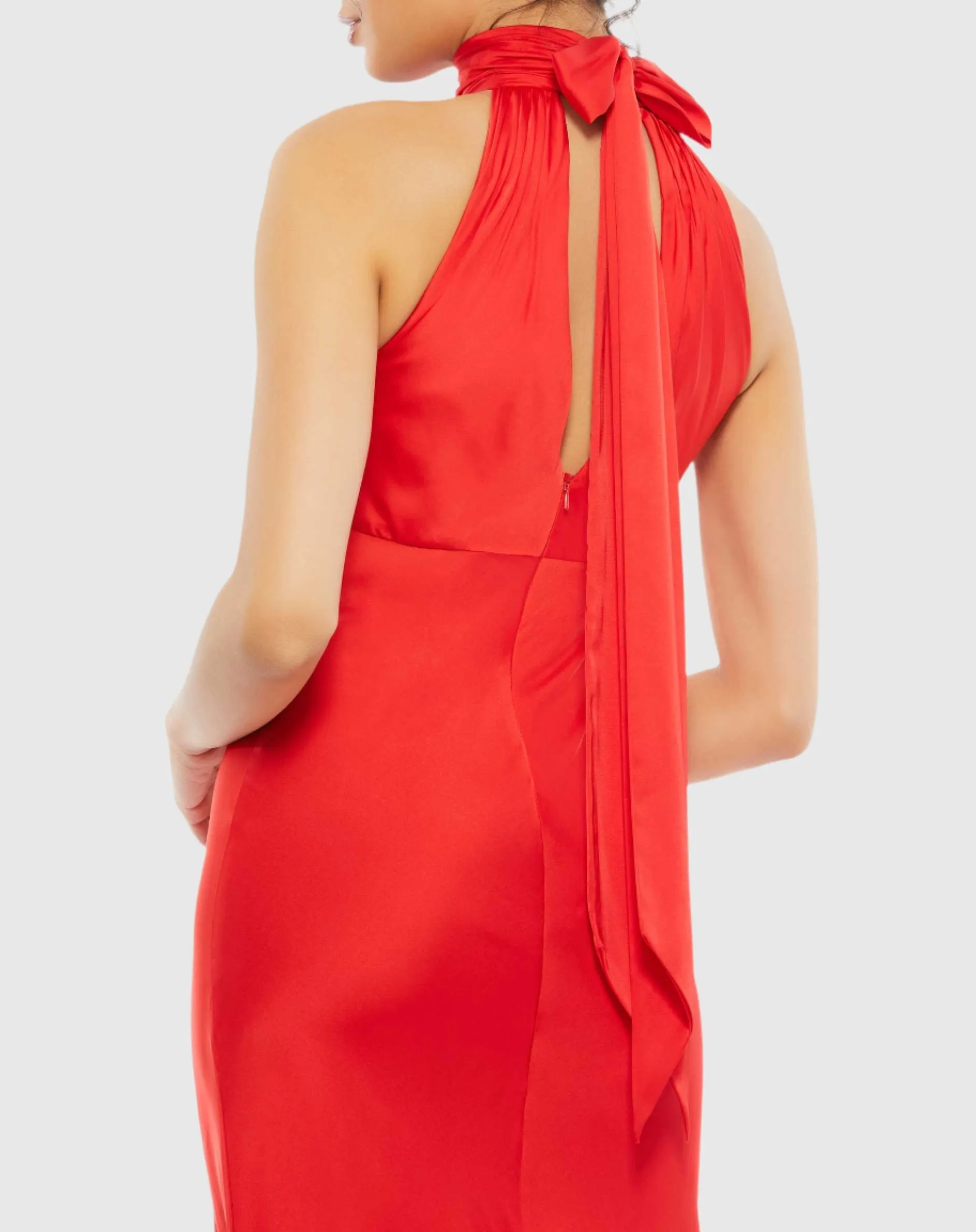 Red Keyhole Halter Empire Waist Gown sold by Mac Duggal product image thumbnail 2