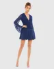 Pleated Bell Sleeve Chiffon Mini Dress sold by Mac Duggal