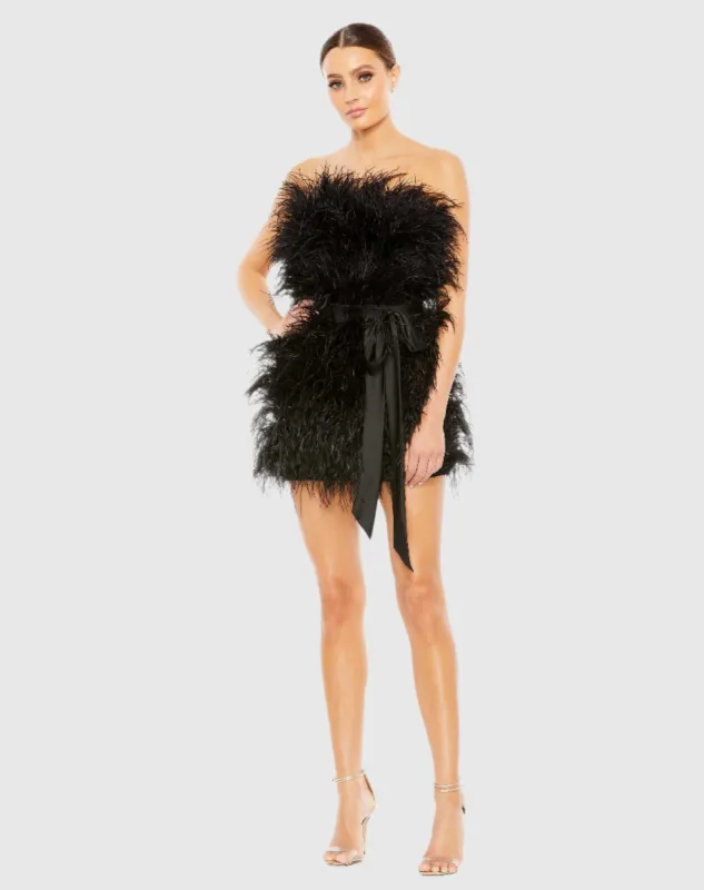 Feather Strapless Mini Dress sold by Mac Duggal