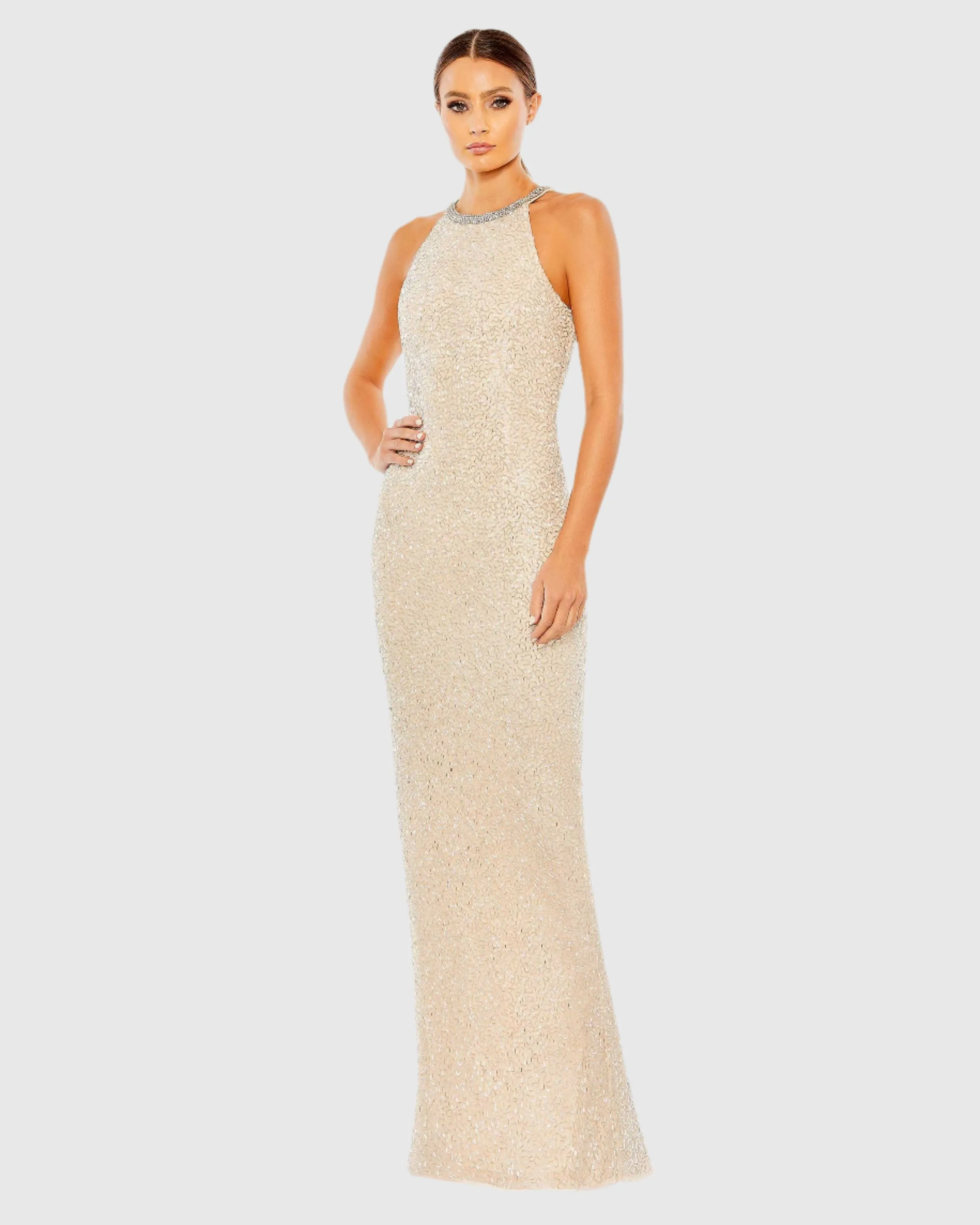 Beaded Sleeveless High Neck Column Gown sold by Mac Duggal product image thumbnail 3