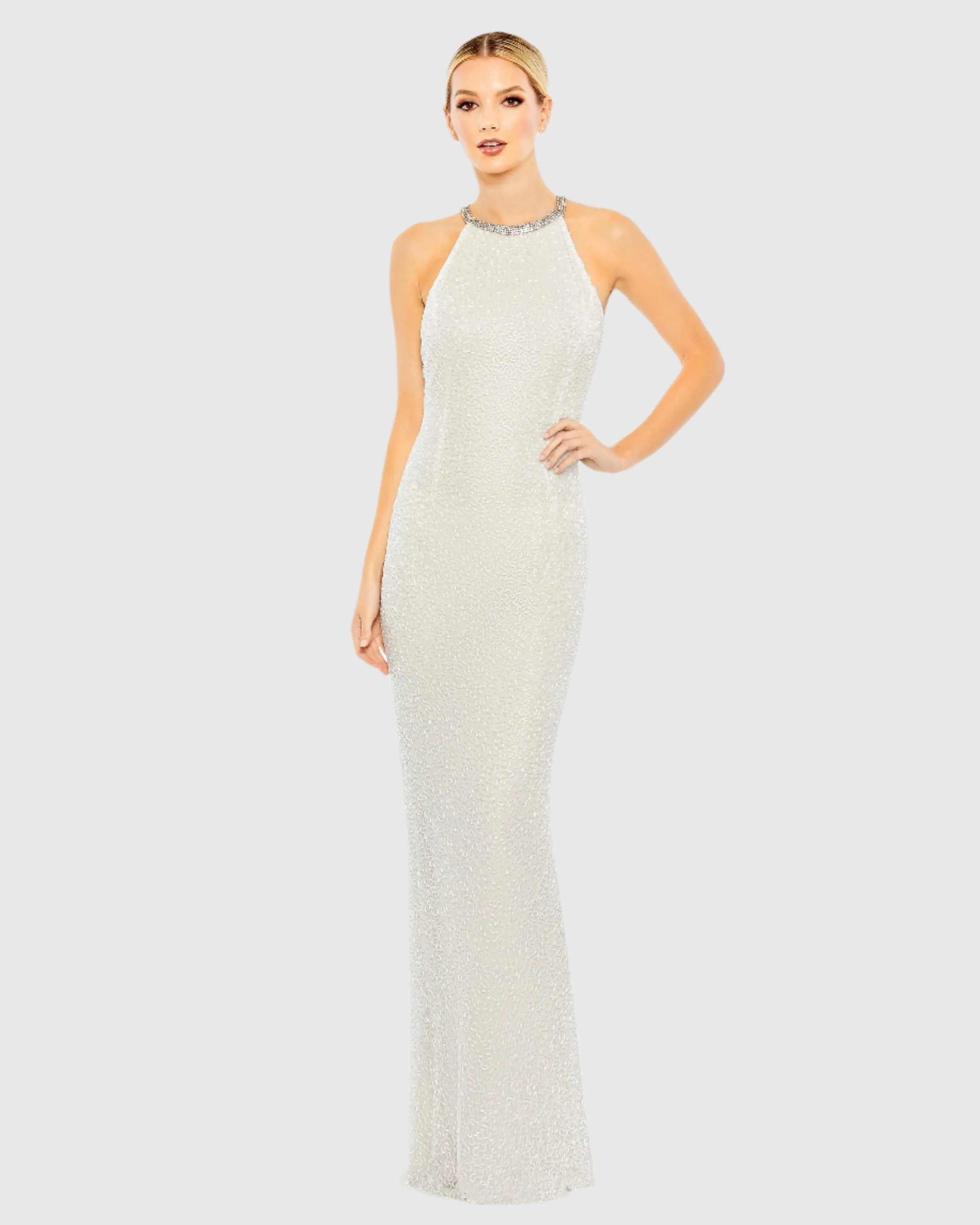 Beaded Sleeveless High Neck Column Gown sold by Mac Duggal product image thumbnail 2