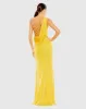 Yellow Sequined One Shoulder Draped Back Gown sold by Mac Duggal