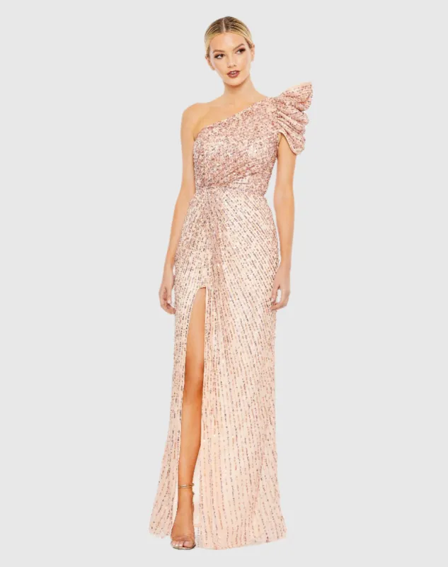 Embellished Puff One Shoulder Gown sold by Mac Duggal
