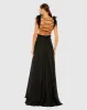 Black Plunge Ostrich Feather A Line Gown sold by Mac Duggal