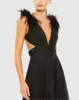 Black Plunge Ostrich Feather A Line Gown sold by Mac Duggal