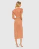 Orange Beaded Wrap Over Puff Sleeve Dress sold by Mac Duggal