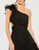 Black Ruffled One Shoulder Asymmetrical Gown sold by Mac Duggal