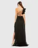 Black Ruffled One Shoulder Asymmetrical Gown sold by Mac Duggal